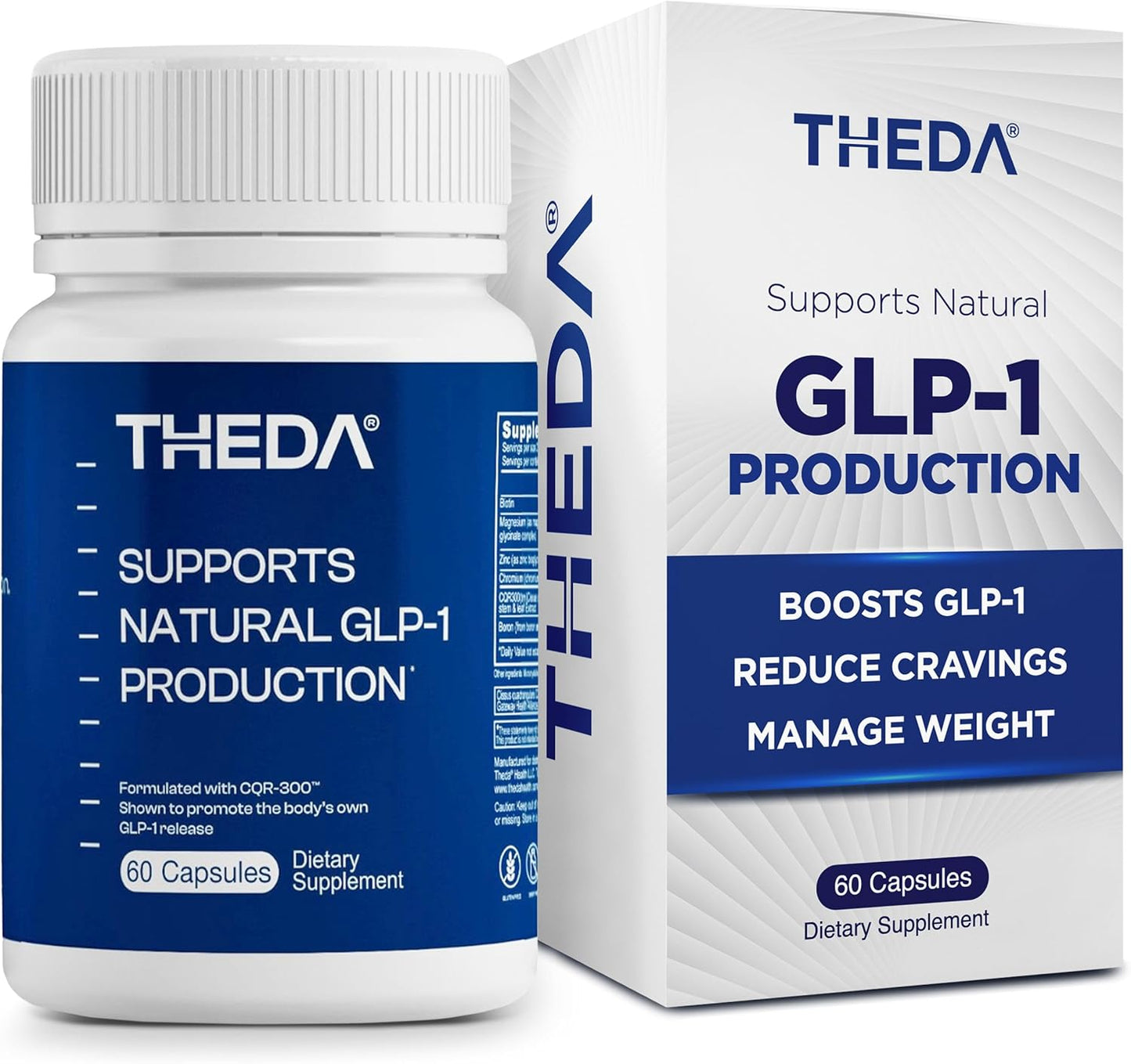 THEDA GLP-1 Supplement Weight Loss for Women and Men - Clinically Studied Metabolism Booster, Expert Formulated and Patented to Support GLP1 Production Naturally (30 Day Supply, 60 Capsules)