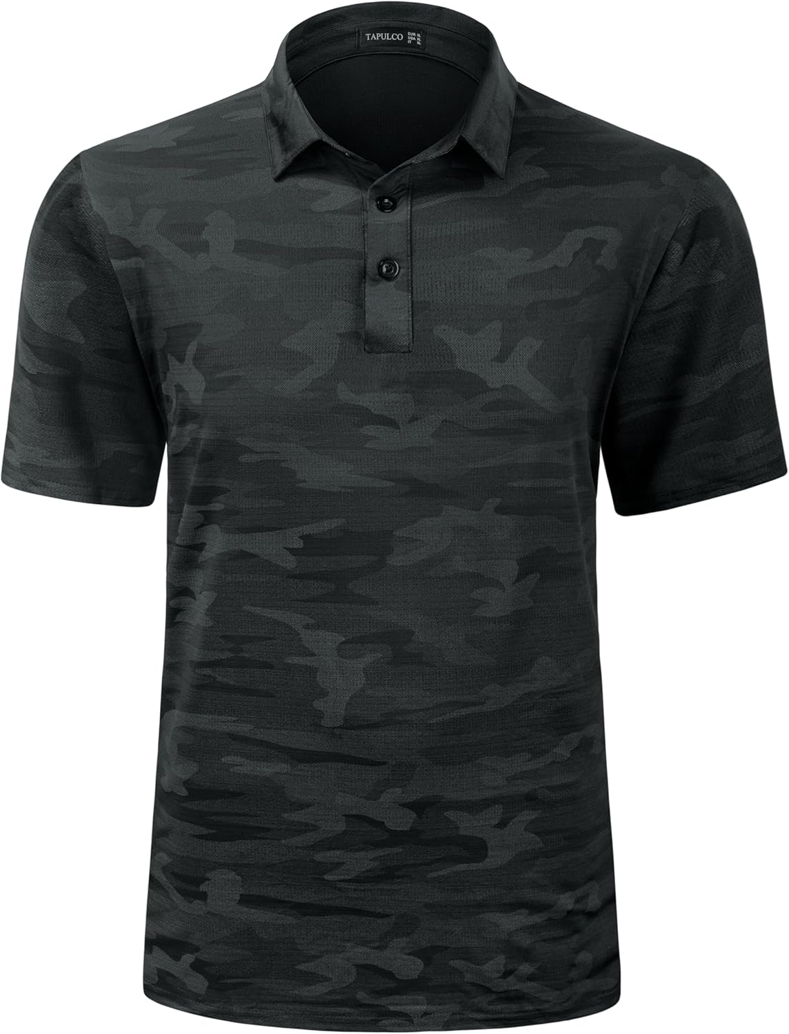 TAPULCO Mens Quick Dry Polo Shirts Camouflage Pattern Performance Athletic Lightweight Breathable Casual Golf Tshirts