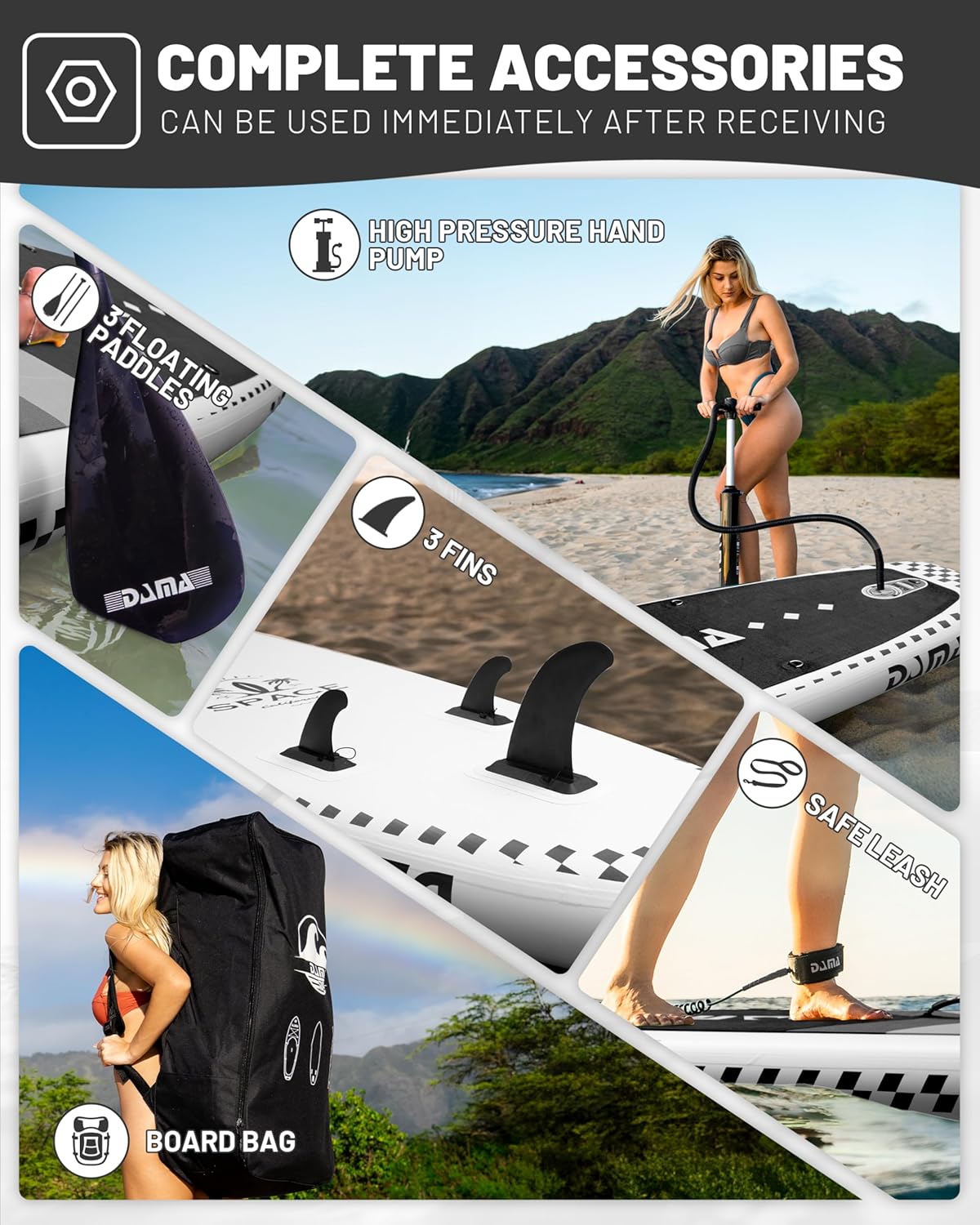 DAMA 11'*34"*6" Inflatable Paddle Board, Paddle Boards for Adults,Sup,Lightweight and Durable, Easy to Inflate, Versatile in Style, Fully Functional, Equipped w/High Grade Accessories.