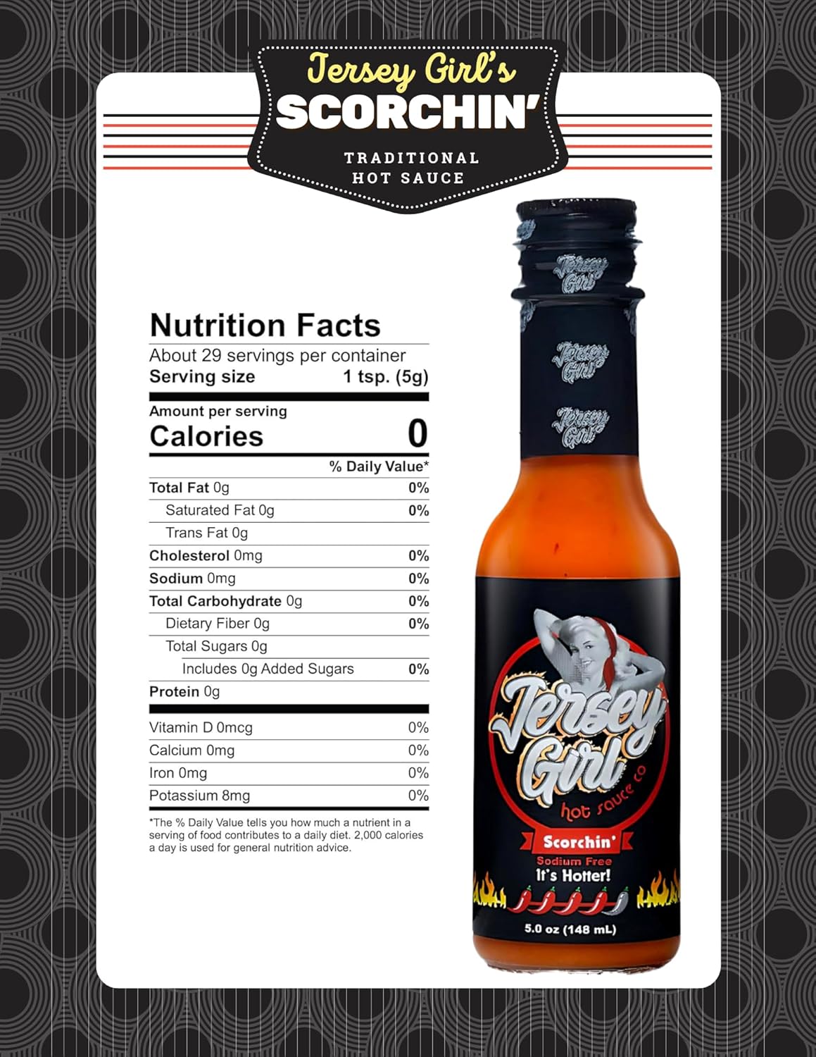 Jersey Girl Scorchin' Hot Sauce (Made with Carolina Reaper & Dragon's Breath Peppers / 2 of the Hottest Peppers in the world) All Natural, A Sodium/Salt Free Condiment - 5oz Bottle
