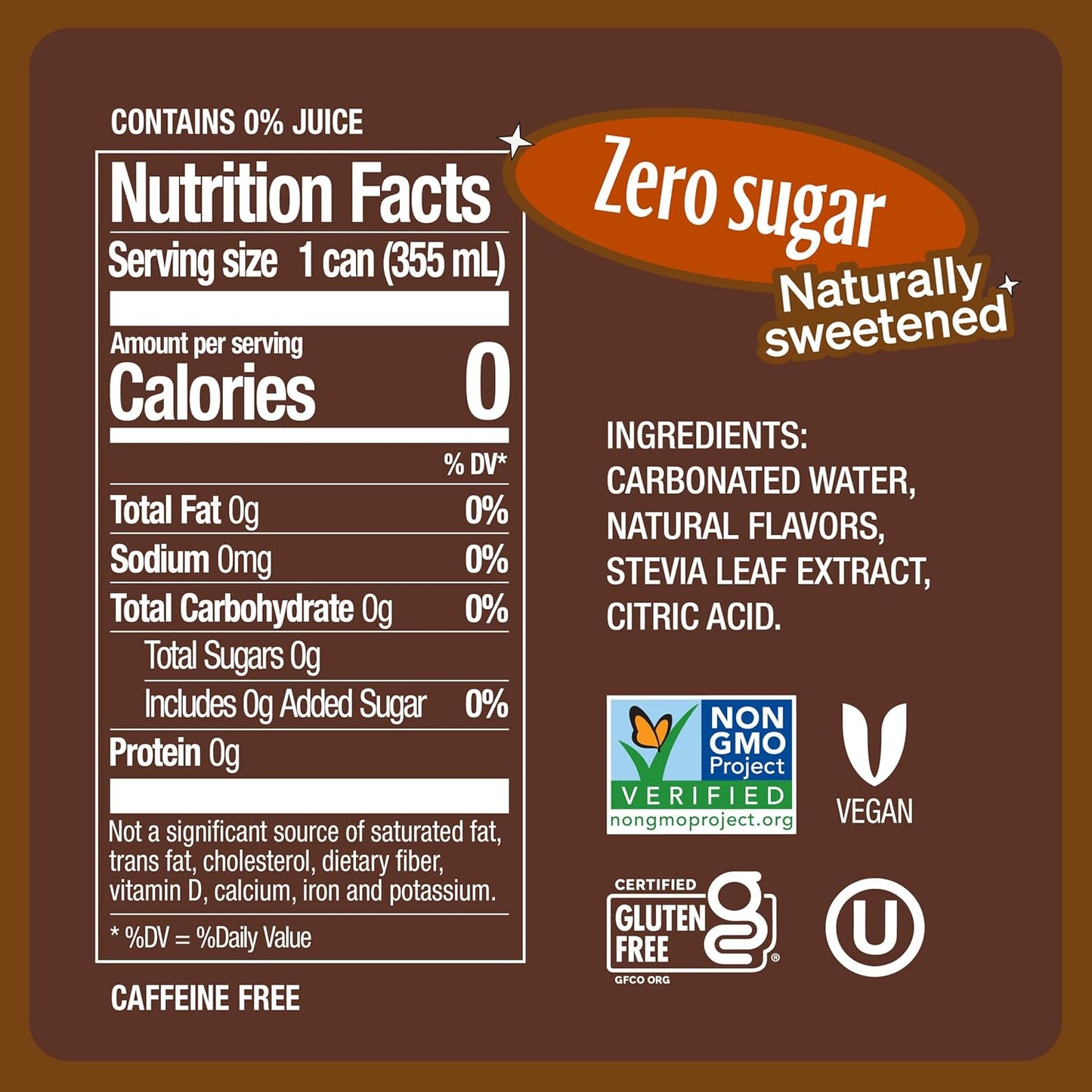 Zevia Zero Sugar Soda, Ginger Root Beer, 12 oz Cans (24-Pack) – Naturally Sweetened, Zero Calorie Sugar Free Soda - Non-GMO Project Verified, Gluten-Free, Vegan