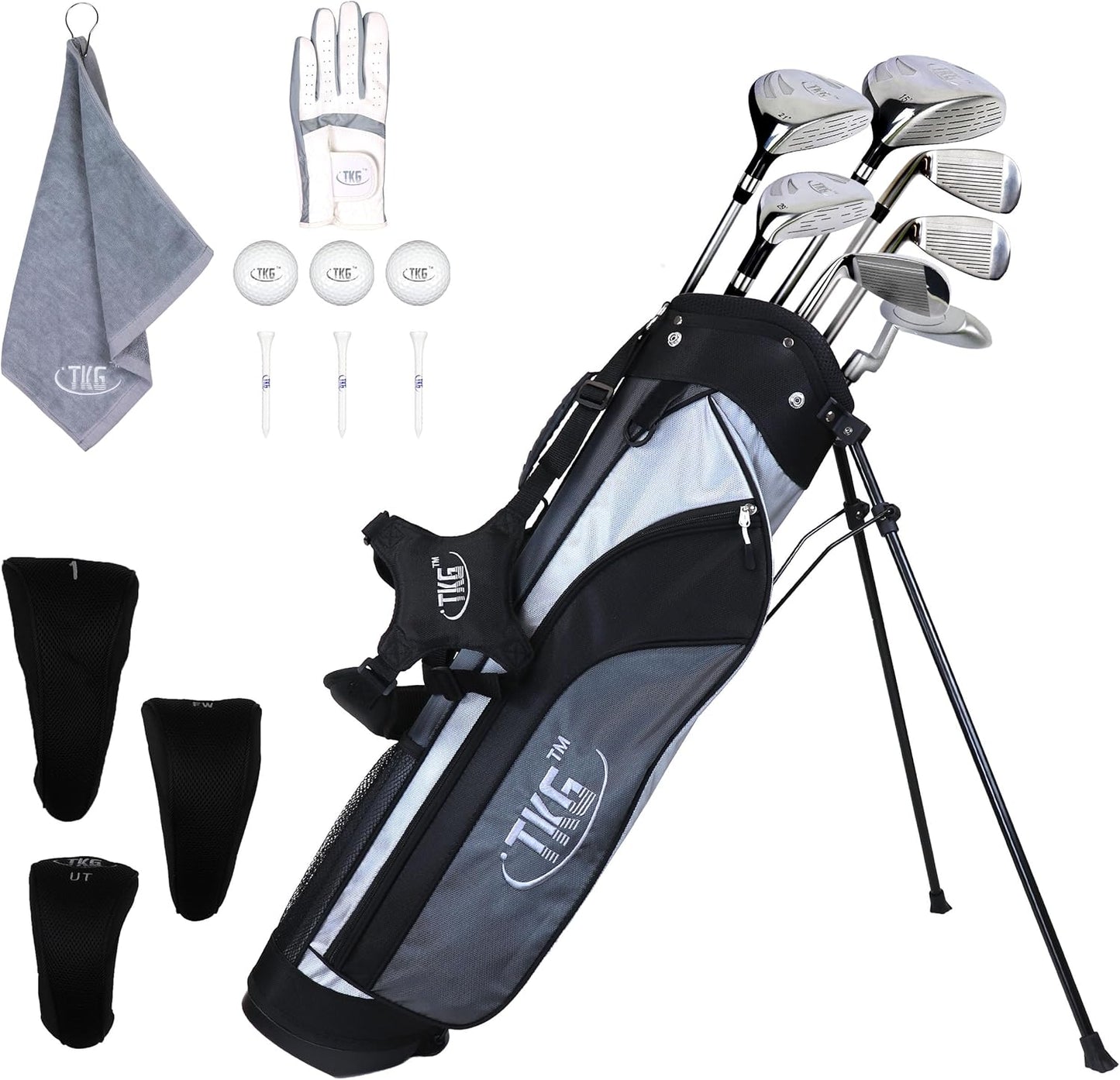 TKG Sports Youth Golf Set - Kids Golf Clubs, Stand Bag, Rain Cover, Glove, Towel, Tees, Balls - Great for Summer Camp Activity, Outdoor Games, and Recreation