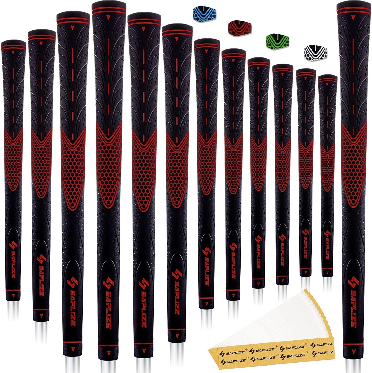 SAPLIZE Golf Grips Set of 13, Bundle with Tape or Full Regripping Kit, Jumbo / Mid / Standard / Undersize, Women / Men Anti-slip Rubber Golf Club Grips, CC01 Series