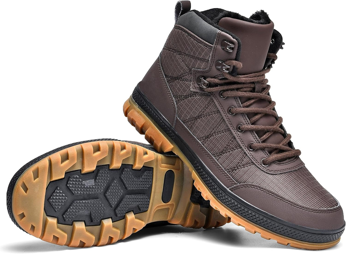 Wondamo Men's Snow Boots Lightweight Waterproof Winter Boots Fur Lined Anti-slip Cold Weather Shoes