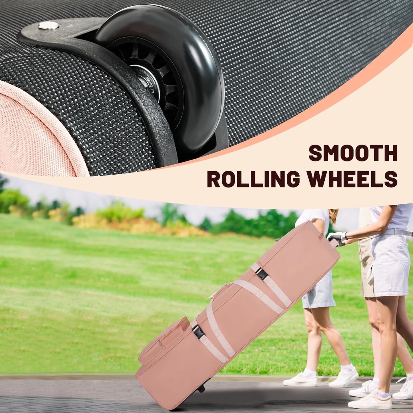 Golf Travel Bags for Airlines with Adjustable Support Rod and Detachable Shoulder Straps, Soft Foldable Golf Club Travel Covers, 900D Heavy Duty Oxford