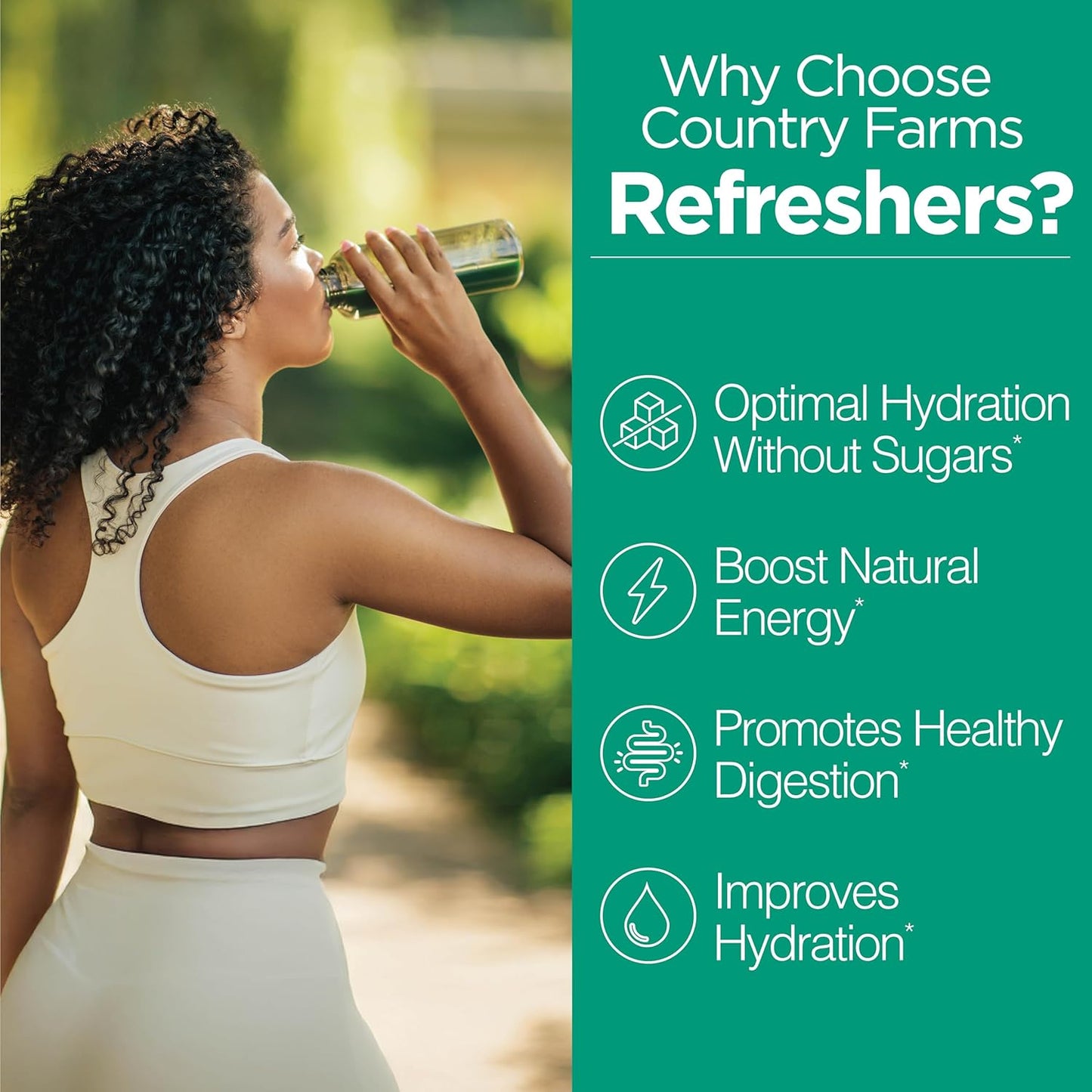 COUNTRY FARMS Refreshers, Super Greens and Electrolytes, Essential Minerals and Superfoods, Hydration Support, Promotes Natural Energy, with Fiber, Mint Mojito, 30 Servings