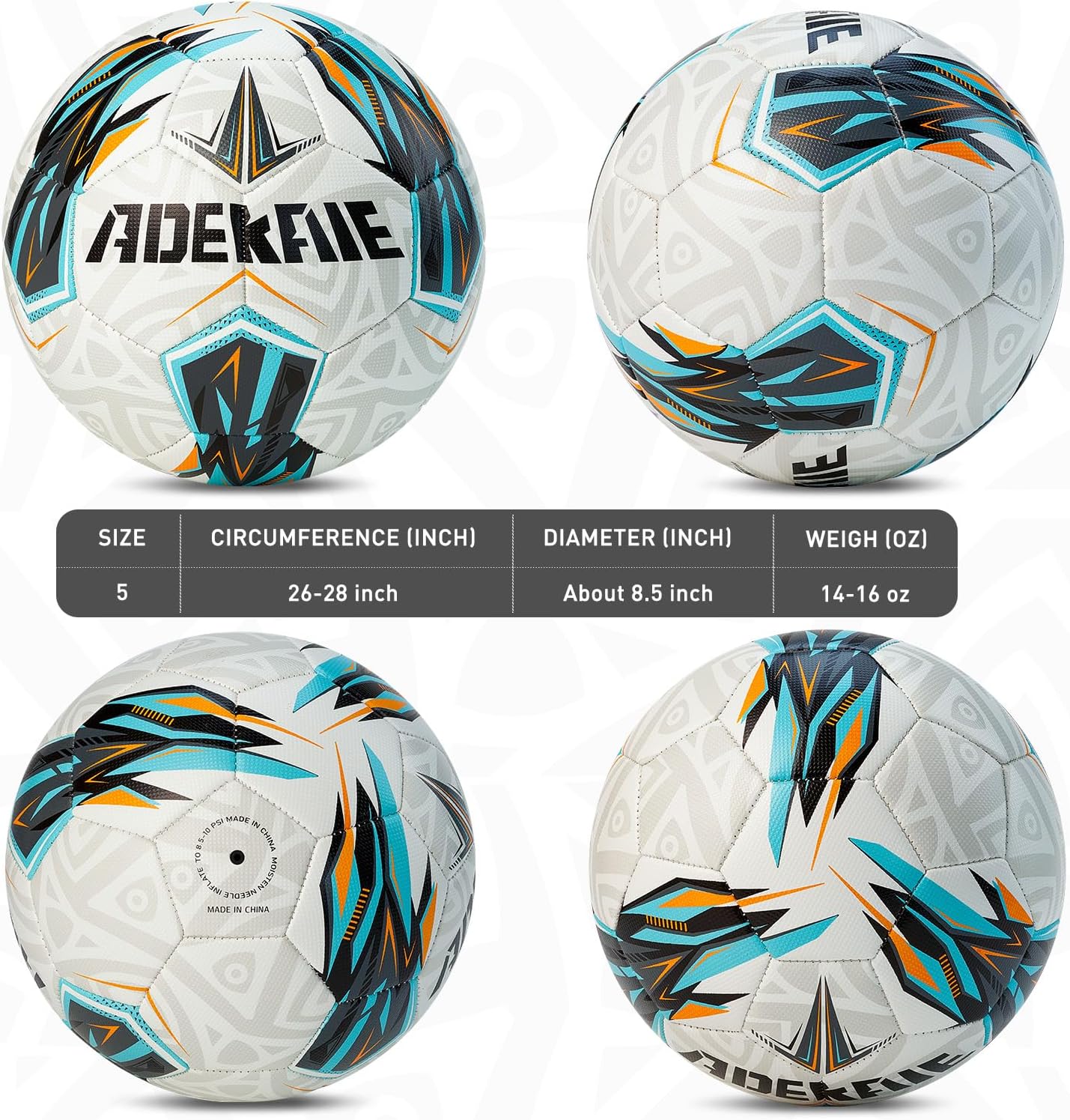 Soccer Ball Size 5 for All Age Recreational or Professional Outdoor Practice, PU Official Size&Weight, Size 5 Soccer Ball for Boys Youth Adults College Team, Ideal Gifts with Pump and Carry Net