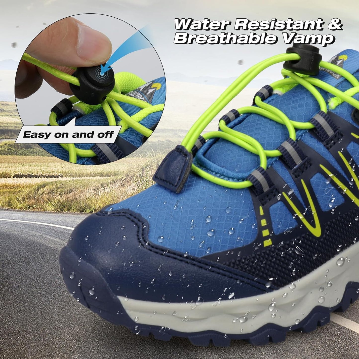 UOVO Boys Girls Hiking Shoes Kids Waterproof Running Trail Fashion Sneakers Breathable Lightweight Non-Slip Outdoor Walking Sports Shoe(Little/Big Kids)