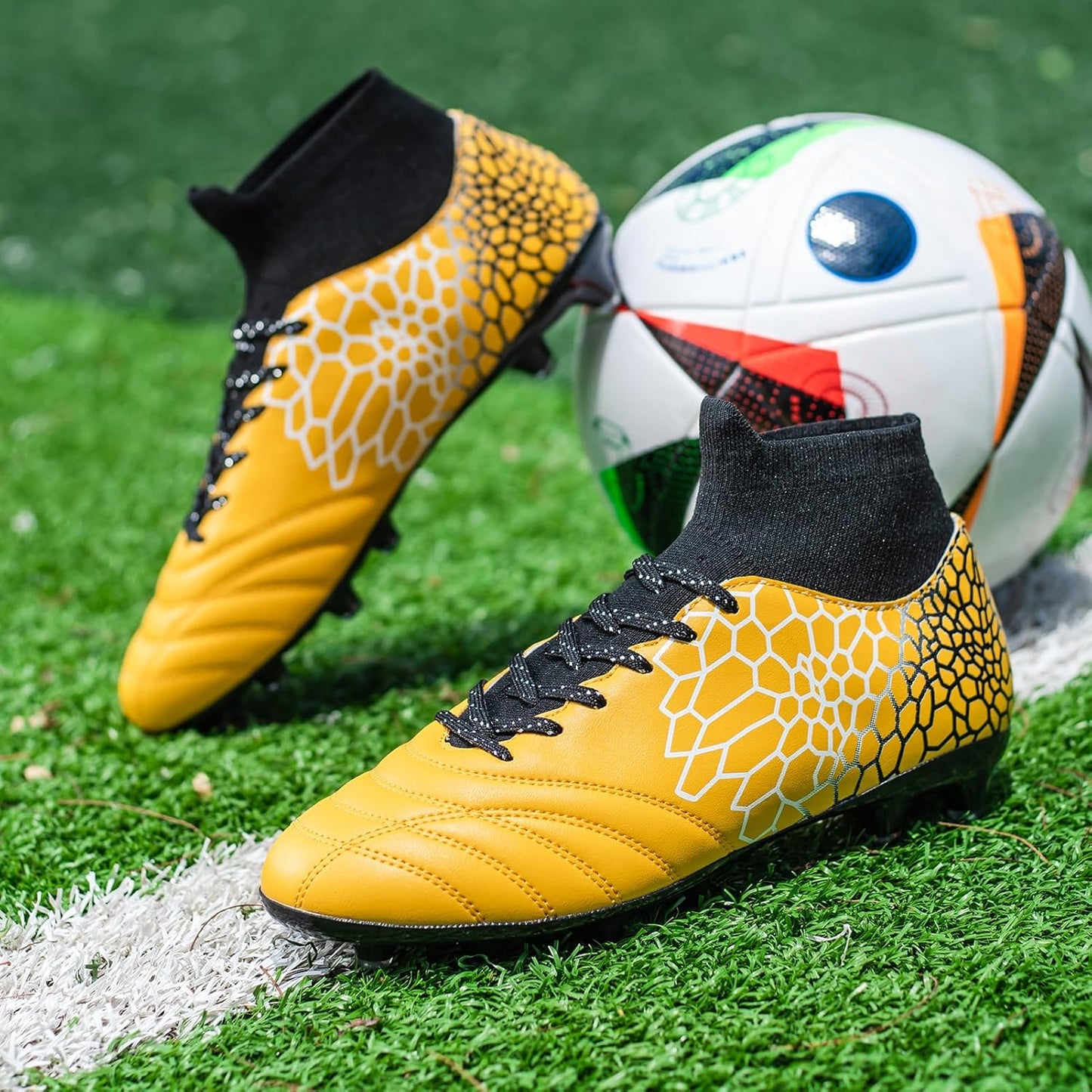 Boys Girls Soccer Cleats Youth Training Football Cleats High-top Soccer Shoes for Little/Big Kid