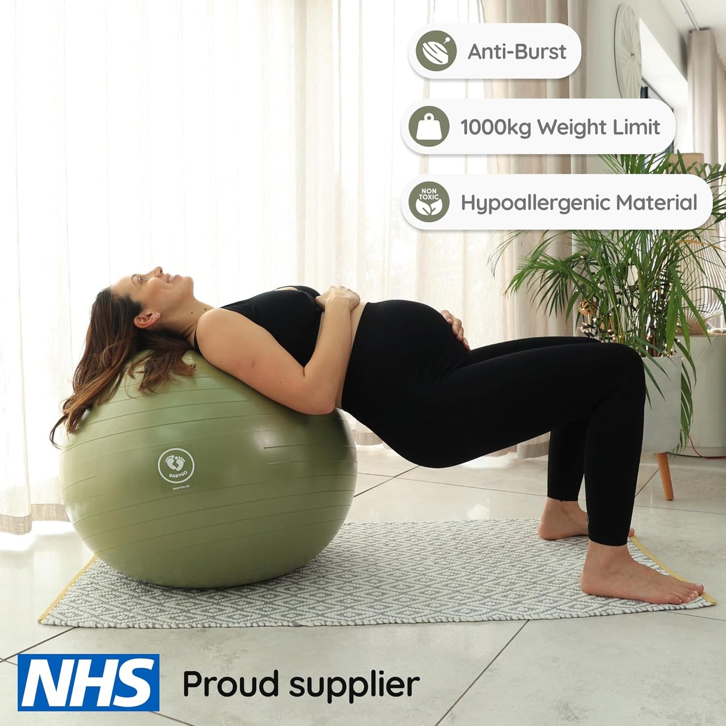 BABYGO® Birthing Ball for Pregnancy & Labor + Our Award Winning Book - Exercise, Birth & Recovery Plan, 5X Stronger Than a Yoga Ball with Eco Friendly Material