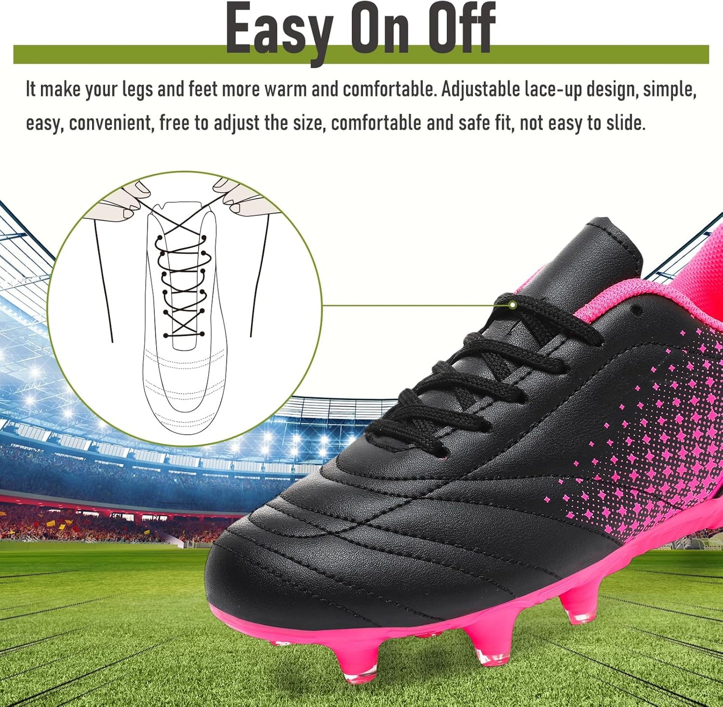 LIZRHA Soccer Shoes for Boys Girls Soccer Cleats Boys Girls Kids Athletic Outdoor Football Shoes Youth Football Cleats Outdoor & Indoor Soccer Shoes Lightweight, Running & Training for Students