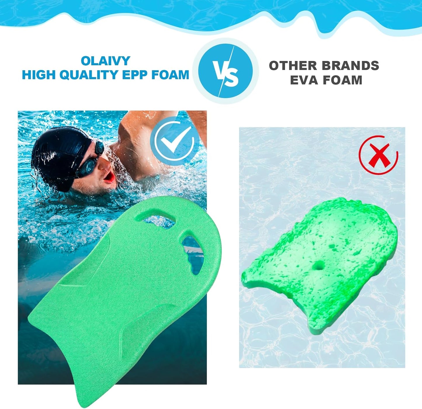 Swimming Kickboard, Lightweight and High Buoyancy Swim Training Board for Swimmers, Durable EPP Material, Ideal for Pool Exercise and Swimming Lessons