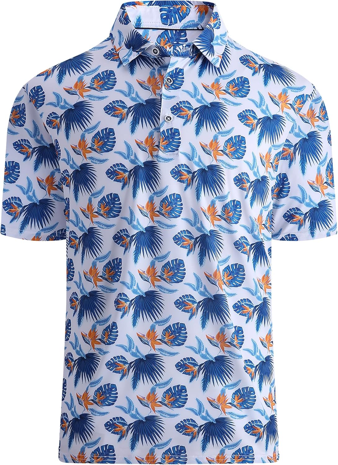 Esabel.C Golf Shirts for Men Dry Fit Performance Short Sleeve Print Moisture Wicking Collared Shirt