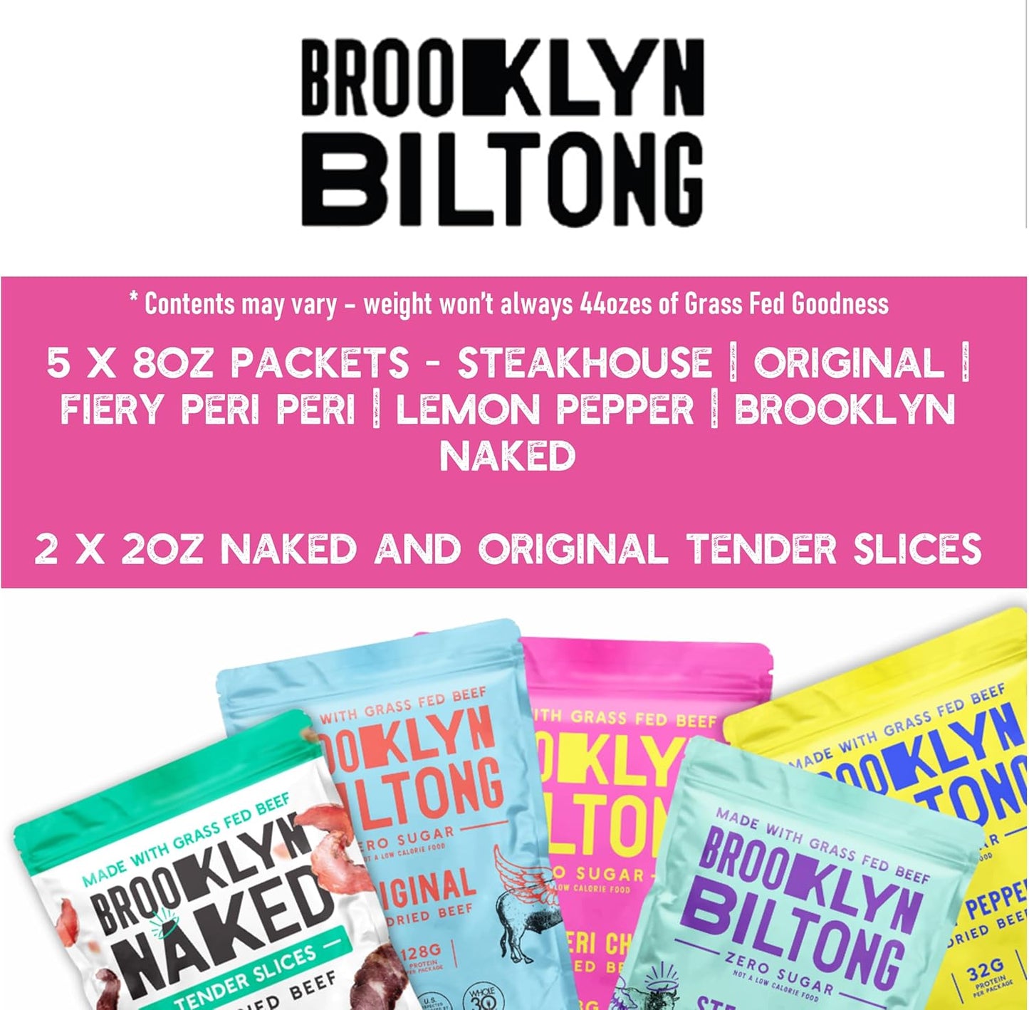 Brooklyn Biltong Carnivore Holiday Gift Snack Box, Air Dried Grass Fed Beef, South African Beef Jerky - Whole30, Paleo, Keto, Gluten Free, Made in USA