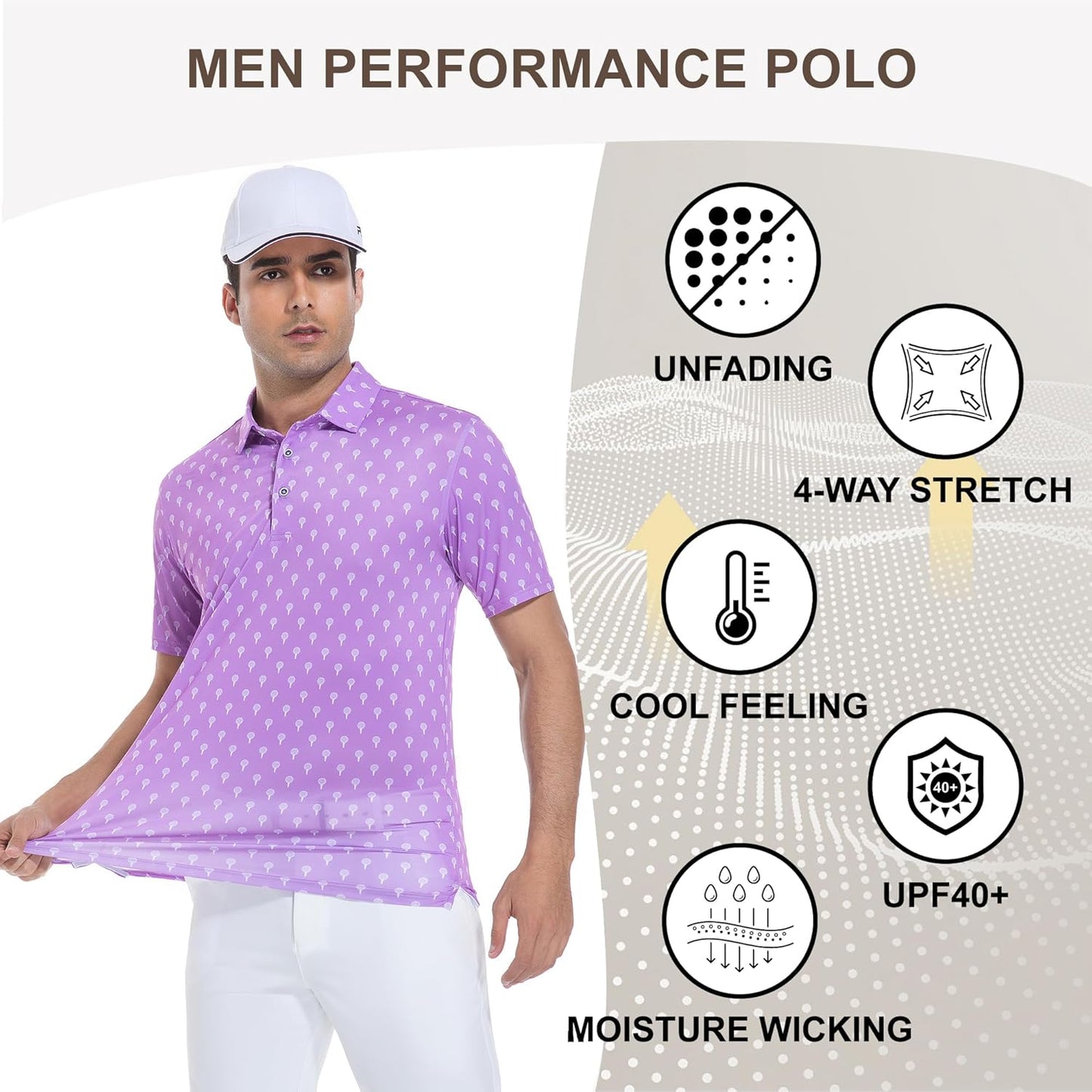 Damipow Premium Golf Shirts for Men Dry Fit Performance Polo Short Sleeve Collared Shirt