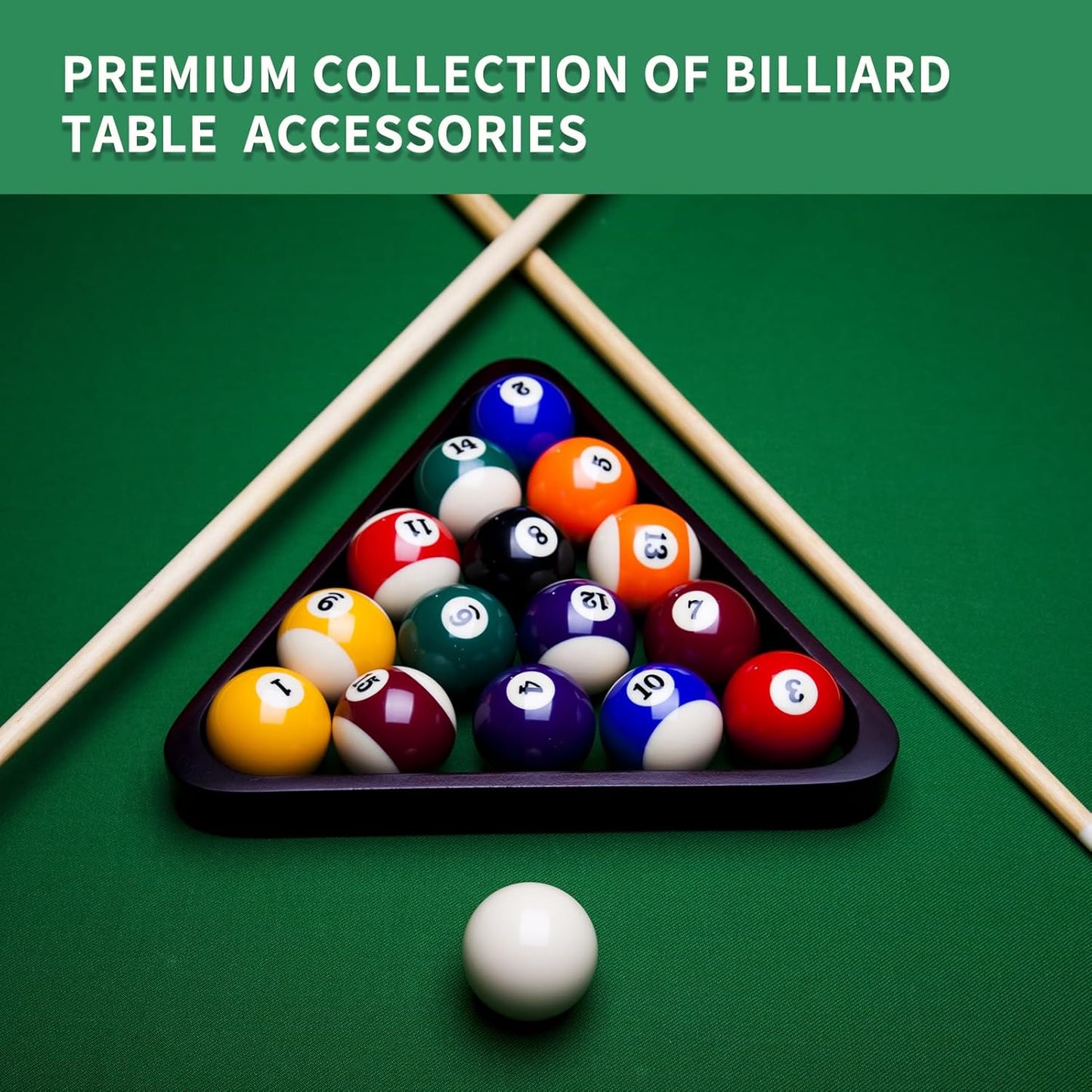 95pcs Pool Table Accessories Set - Balls, Triangle, Rack, Cue, Chalk, Tips, Stickers, Cloth, Brush & Cleaner Set