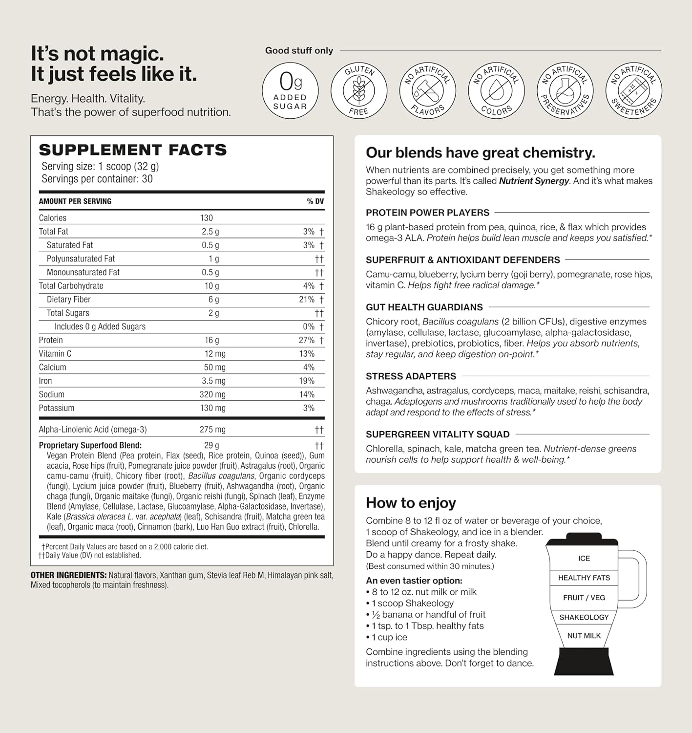 Shakeology 0g Added Sugar Plant Based Protein Powder Blend, Gluten-Free Shake with Vitamins and Minerals – Helps Support Healthy Weight Loss, Lean Muscle, Gut Health – Vanilla, 30 Servings