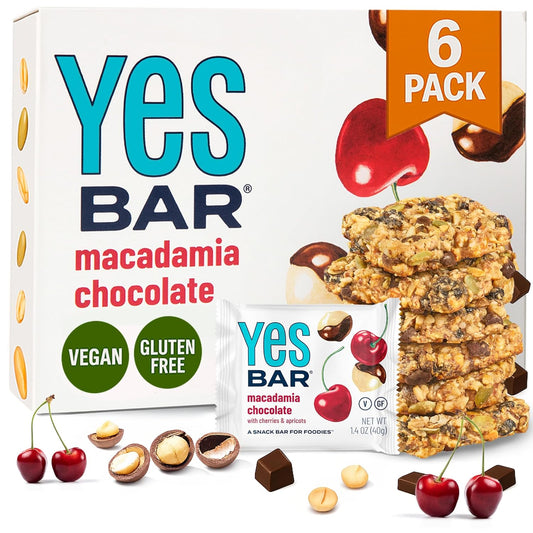 The YES Bar YES Bar – Macadamia Chocolate – Plant Based Protein, Decadent Snack Bar – Vegan, Paleo, Gluten Free, Dairy Free, Low Sugar, Healthy Snack, Breakfast, Low Carb, Keto Friendly (Pack of 6)
