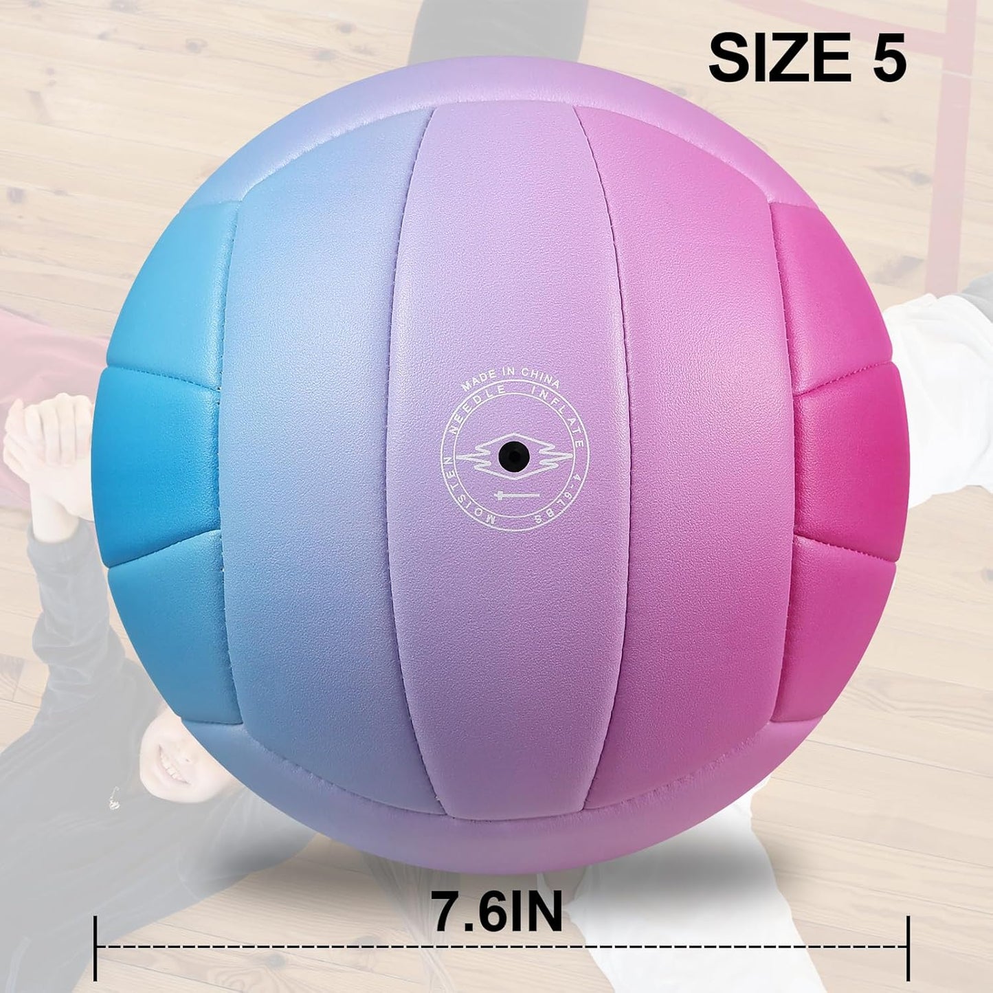 Size 5 Volleyball - Durable PU Leather, Indoor/Outdoor. Soft Control, Great Airtightness for Training/Games. Ideal for All Ages