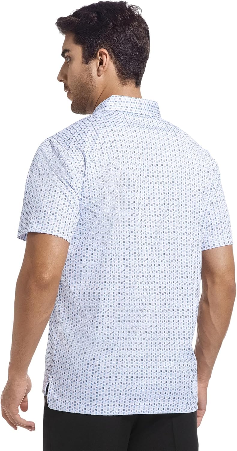 SAMERM Mens Golf Shirts Short Sleeve Dry Fit Performance Moisture Wicking Print Sport Polo Shirts for Men Casual