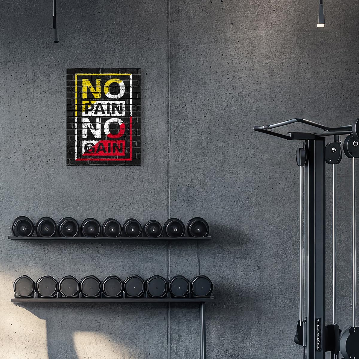 Gym Quotes Wall Art,Inspirational Workout Wall Decor,No Pain No Gain Canvas Wall Art for Home Gym Exercise Fitness Room