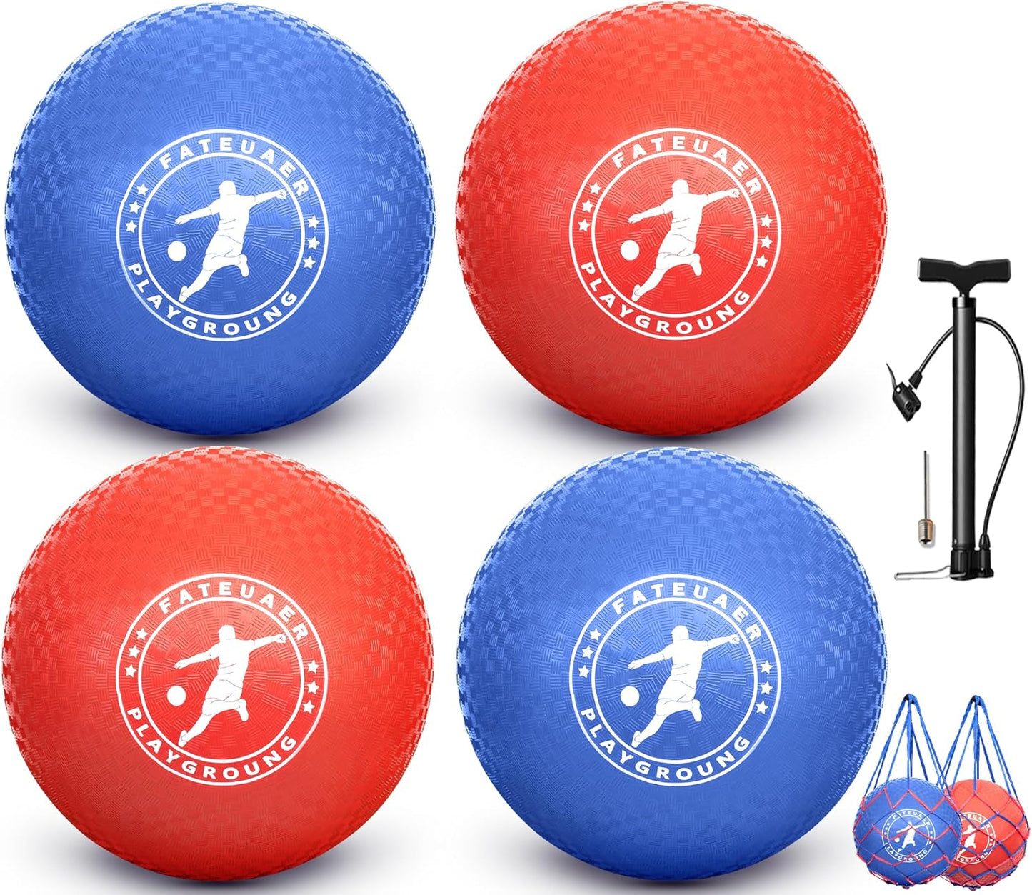 10 Inch Kickball Set, Playground Ball with Carrying Bag, Dodge Balls for Kids and Adults, Bouncing Sport Handball and Toy Ball, Outdoor Rubber Balls Official Camps and Schools Play Ball