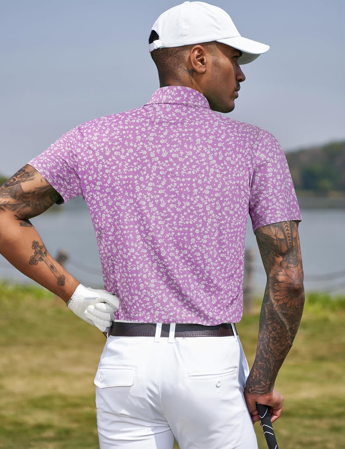 TAPULCO Mens Quick Dry Polo Shirts Camouflage Pattern Performance Athletic Lightweight Breathable Casual Golf Tshirts