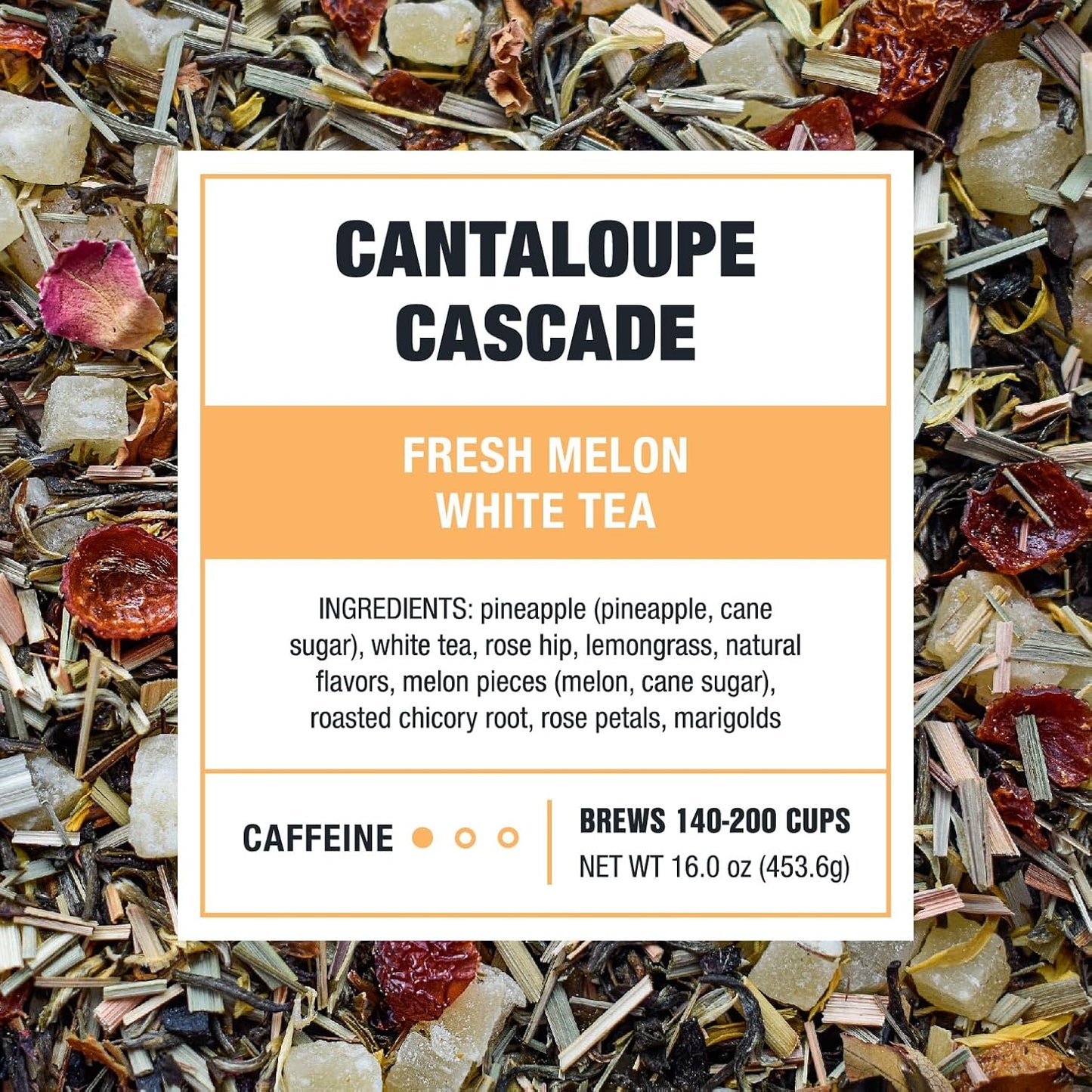 Tiesta Tea - Cantaloupe Cascade Tea, Loose Leaf, Fresh Melon White Tea, Premium Low Caffeine Tea Blend, Make Hot or Iced & Up to 200 Cups, 16 oz Resealable Bulk Pouch