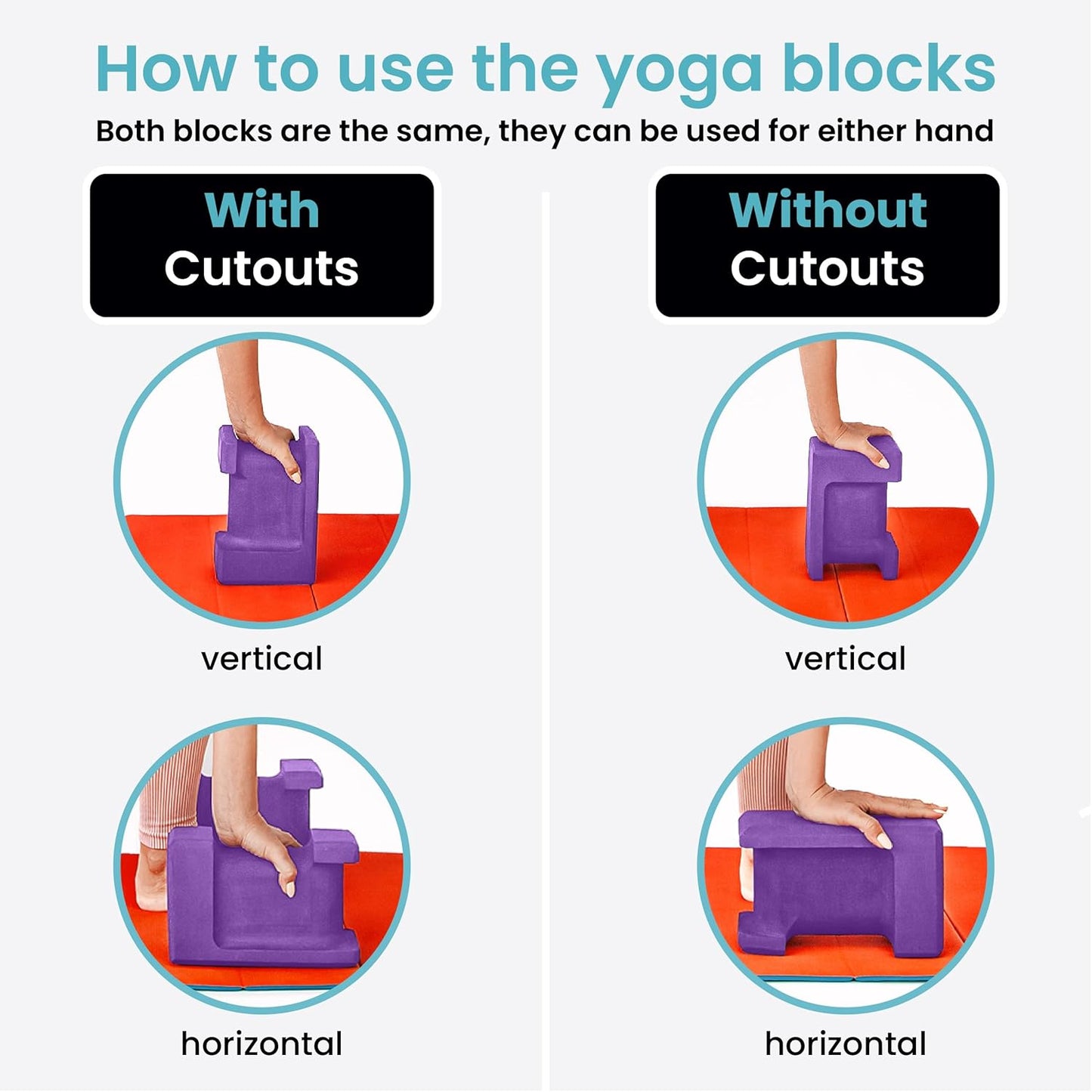 Ergo Yoga Blocks, Relieve Wrist Pain, Improve Comfort and Grip, Contoured Design, Pilates Exercise Balance & Stretching