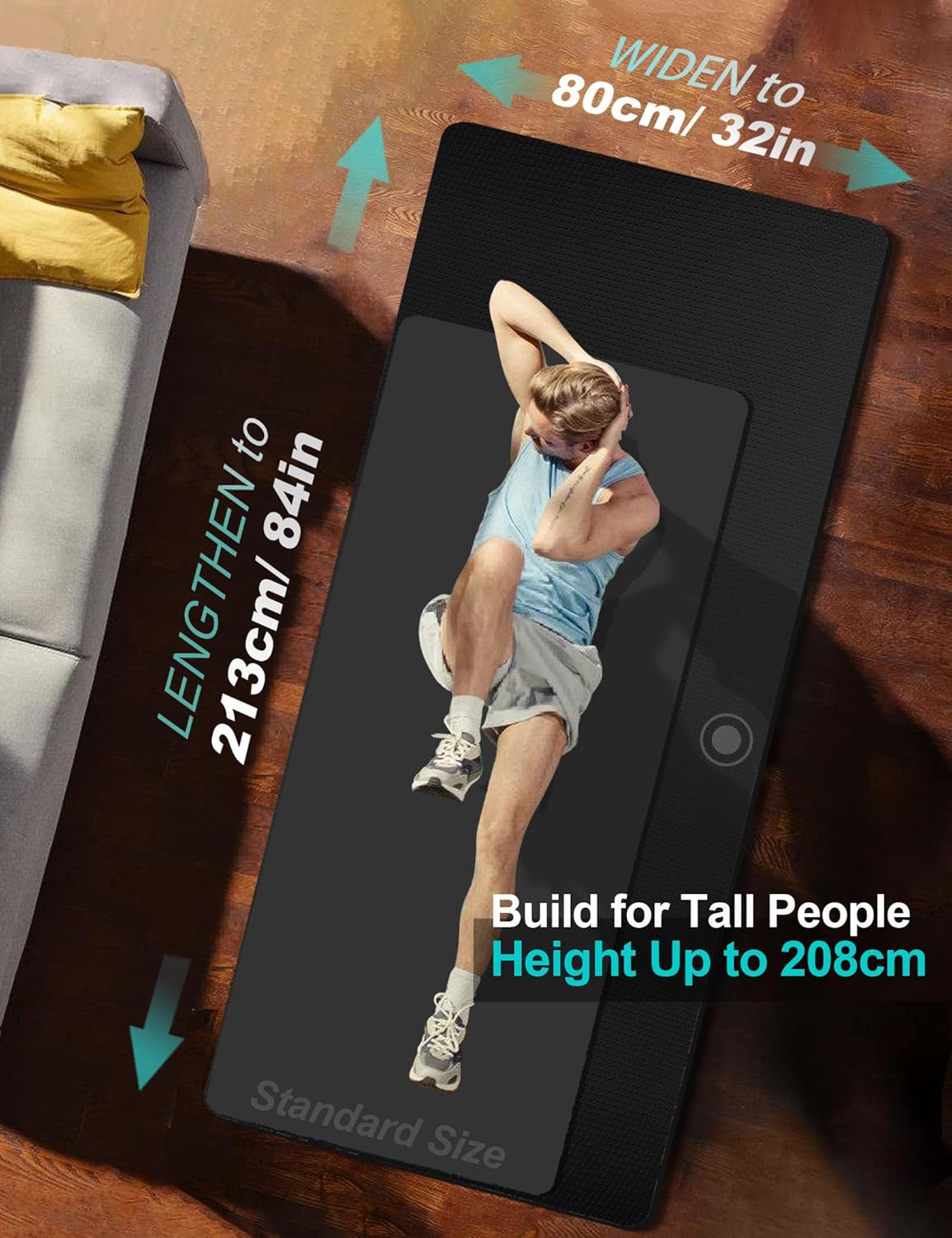 Extra Long & Wide Thick Yoga Mat for Tall Men & Women, 84'' x 32'' x 7mm Oversized Yoga Mat Double-Sided Non Slip, Pro TPE Yoga Mats with Strap