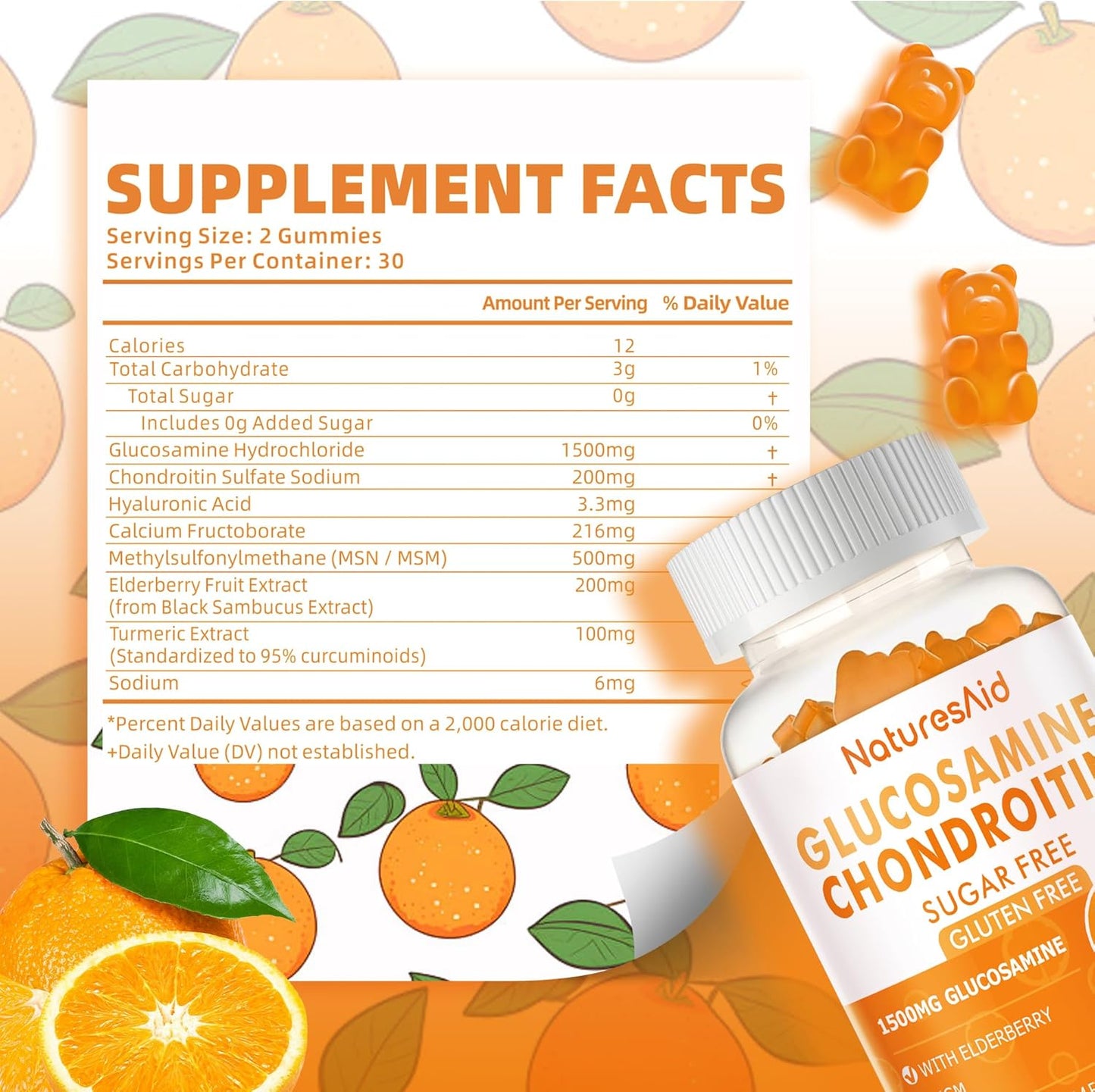 Glucosamine Chondroitin Gummies with MSM & Elderberry Extra Strength - Joint Support, Antioxidant Immune Support Supplement for Adults, Men & Women.(2 Pack)