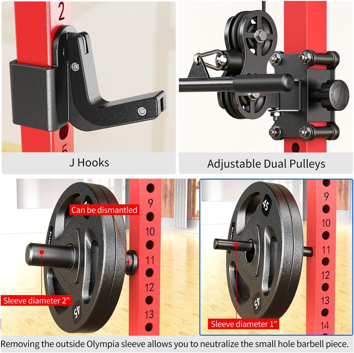 Power Rack Power Cages Multi-Function Squat Rack with Cable Crossover System Selectable More Training Attachment Weight Cage for Garage & Home Gym