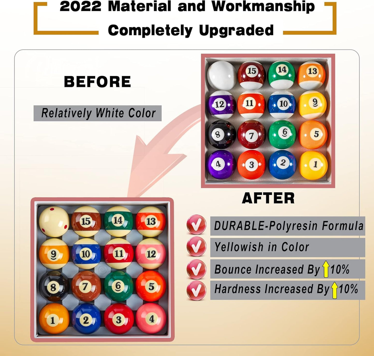 Premium Billiard Balls Pool Table Accessories 2-1/4" Regulation Size 16 Pool Balls Billiard Set