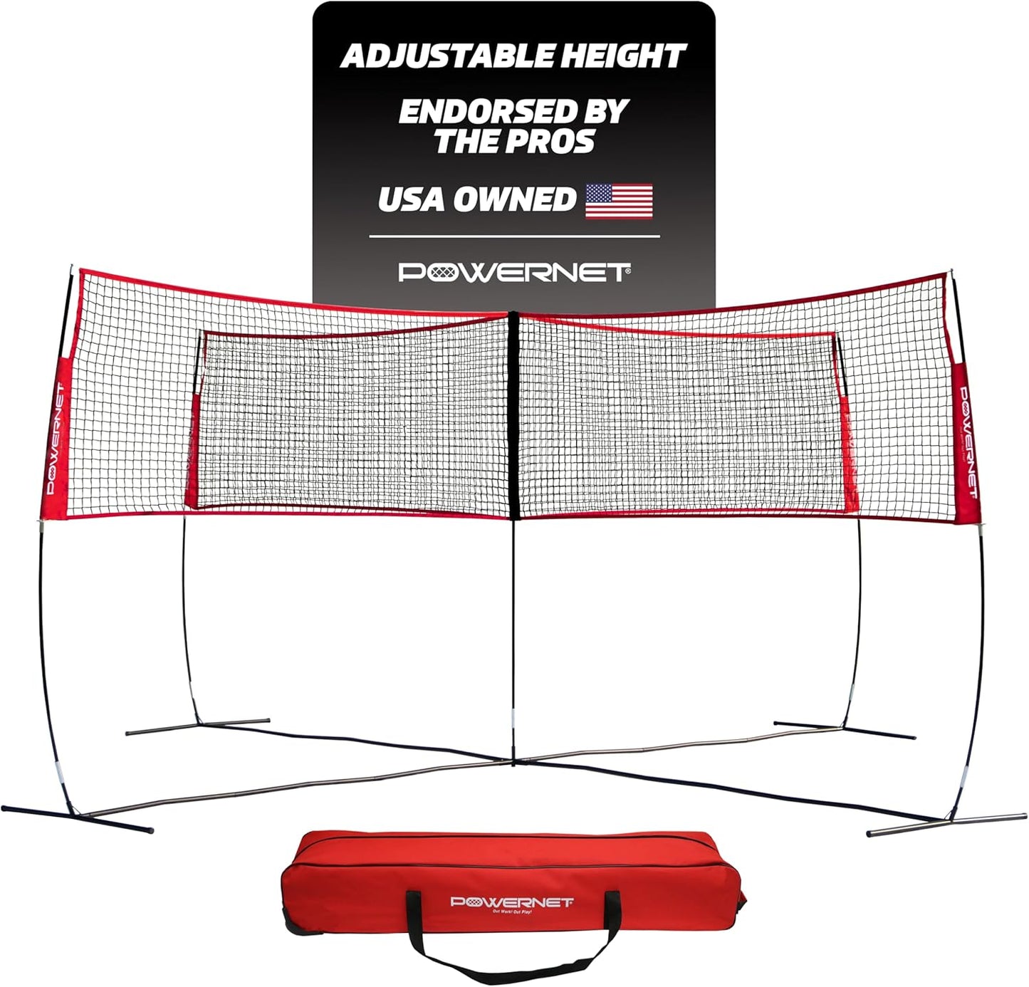 PowerNet Four Square Volleyball Net, Fun New Game, Play at The Park or Beach, 2 Versions