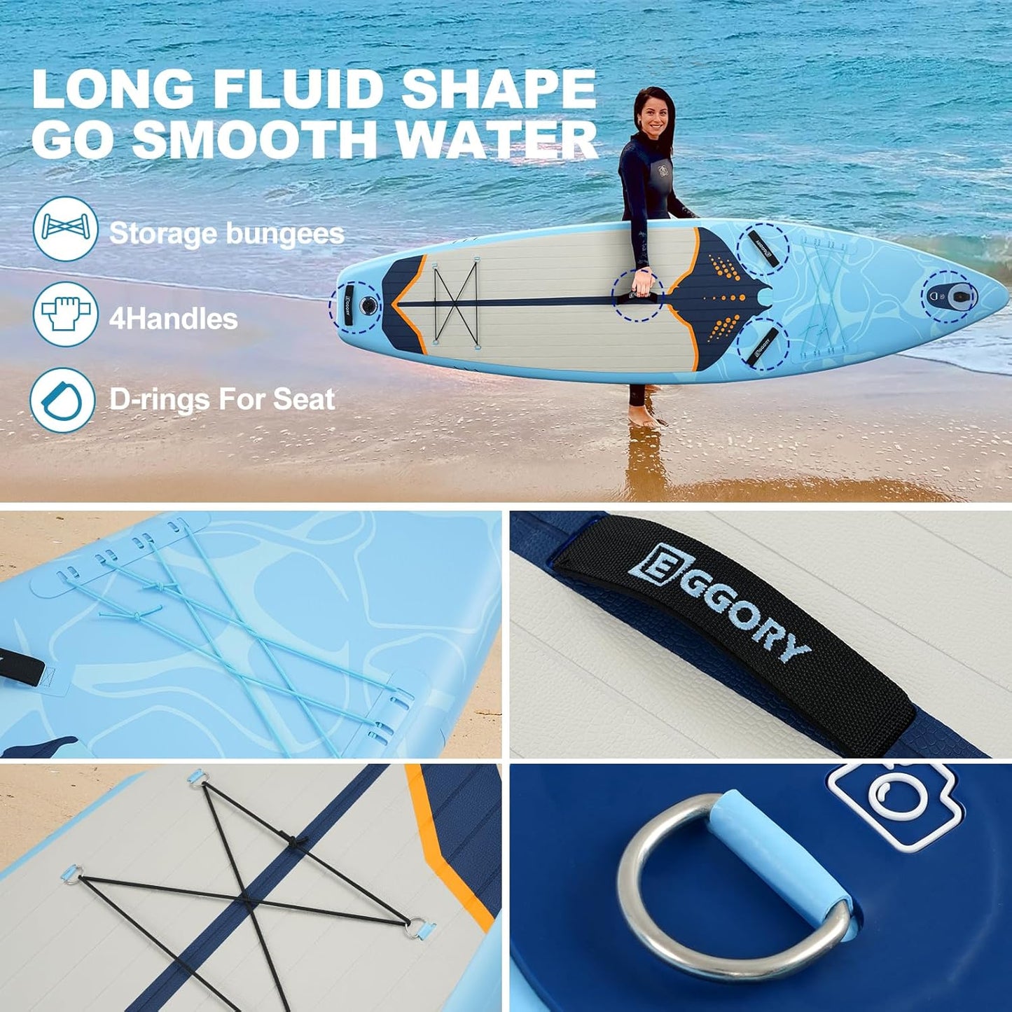 Inflatable Paddle Board,Stand Up Paddle Board Set, Extra Wide SUP Board with Removable Fin, Floating Paddle, Hand Pump, Waterproof Phone Pouch,Traveling Board