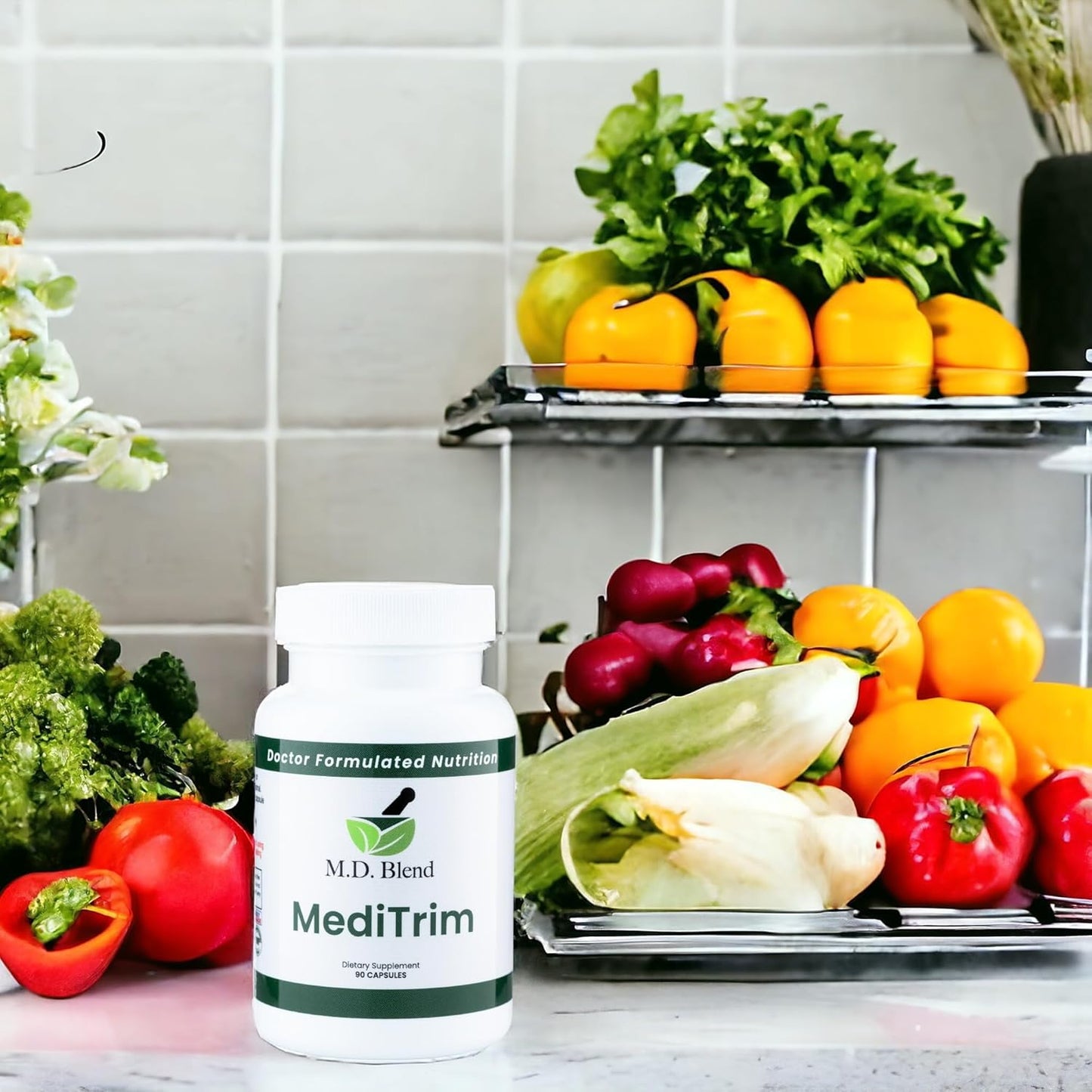 M.D. MediTrim - Expert Formulated Supplement Energy, Satiety, & Physique Goals - Smooth System Balance - Green Coffee Bean, Green Tea, Apple Cider Vinegar, Hibiscus - 90 Capsules