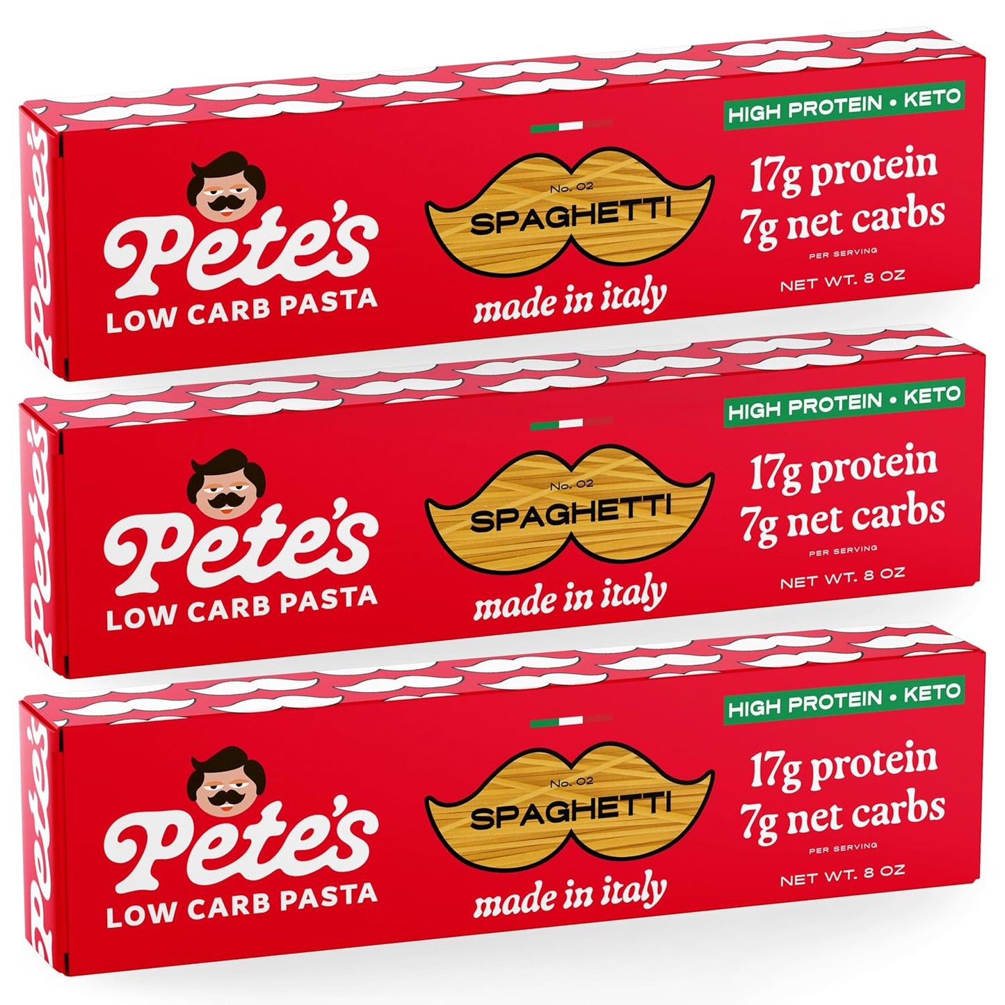 17g High Protein Spaghetti Noodles | 7g Low Carb Keto Pasta | Healthy, Italian Pasta From Italy | 3-Pack, 8oz - Pete's Pasta