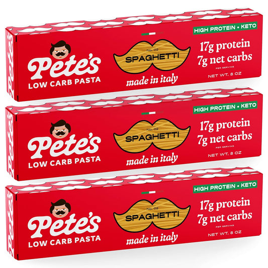 17g High Protein Spaghetti Noodles | 7g Low Carb Keto Pasta | Healthy, Italian Pasta From Italy | 3-Pack, 8oz - Pete's Pasta