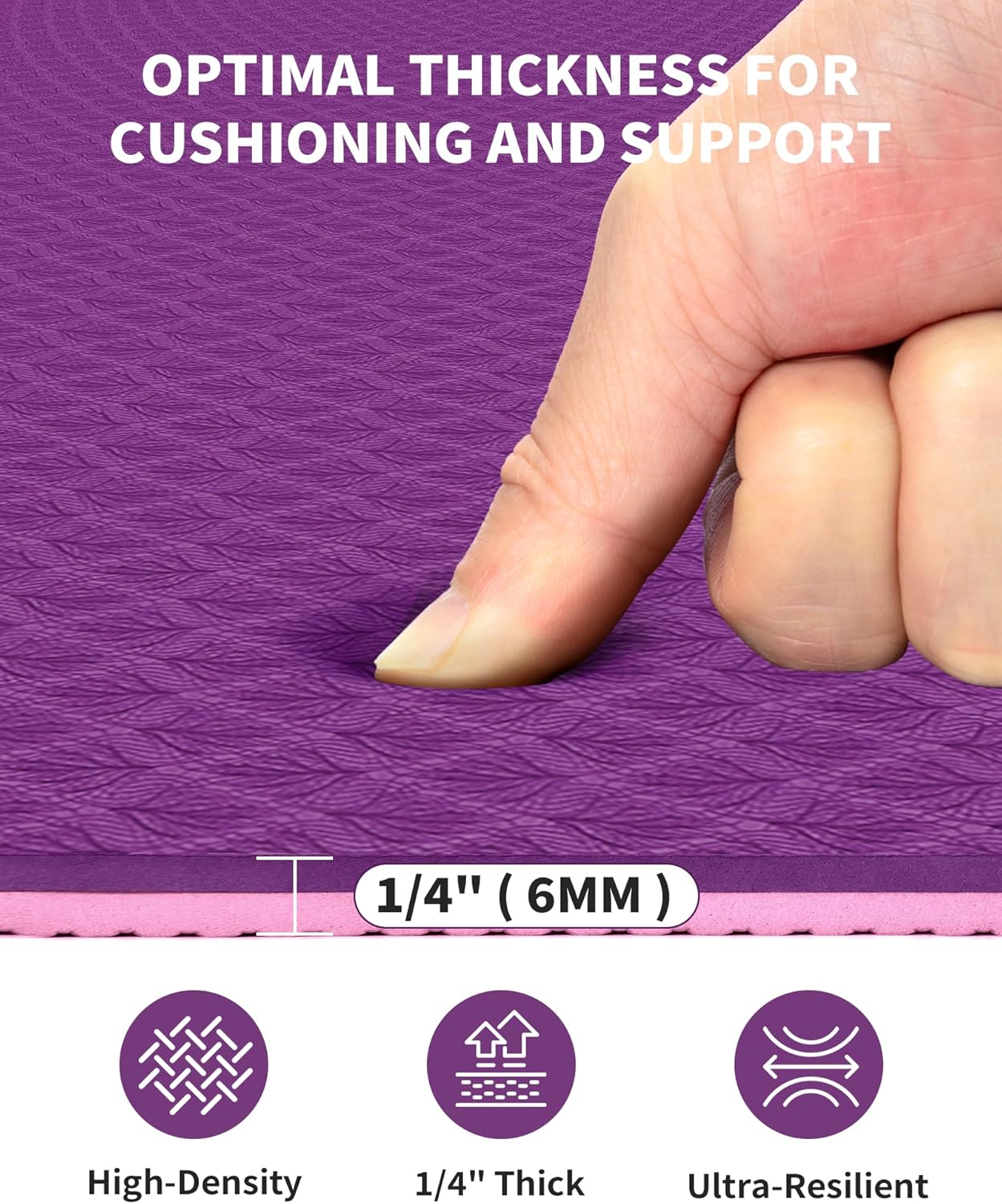 CAMBIVO Large Yoga Mat (6'x 4'), Extra Wide Workout Mat for Men and Women, Yoga Mat Thick 1/3 &1/4 Exercise Mats for Home Workout, Yoga, Pilates (Black,1/4 inch)