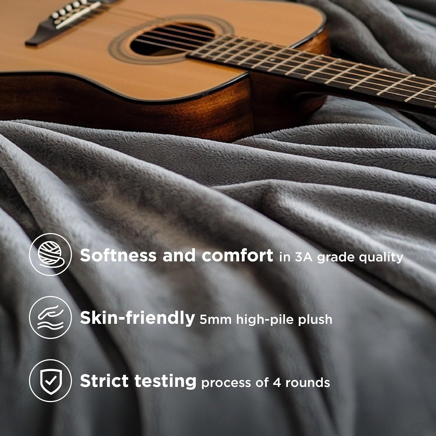 Bedsure Fleece Blanket Twin Blanket Grey - 300GSM Soft Lightweight Plush Cozy Twin XL Blankets for Bed, Sofa, Couch, Travel, Camping, 66 inch X 90 inch