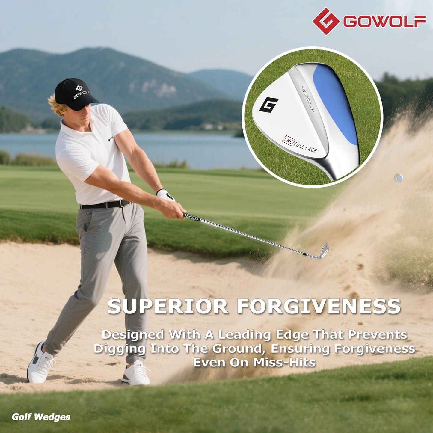 Gowolf Forged Golf Wedges 50/52/54/56/58/60/69 Degree Single or Sets for Men, Right Hand Premium Full Face Gap Wedge Sand Wedge Lob Wedge Golf Club, Great Golf Gifts - CNC Milled Face for More Spin