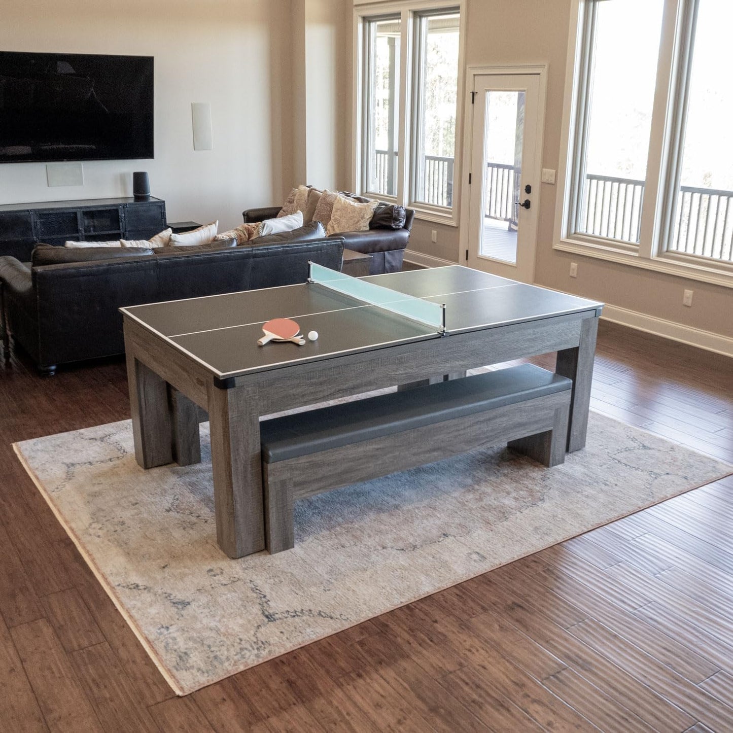 Rocky Mountain Nights 7ft Pool Table with Benches and Dining Top