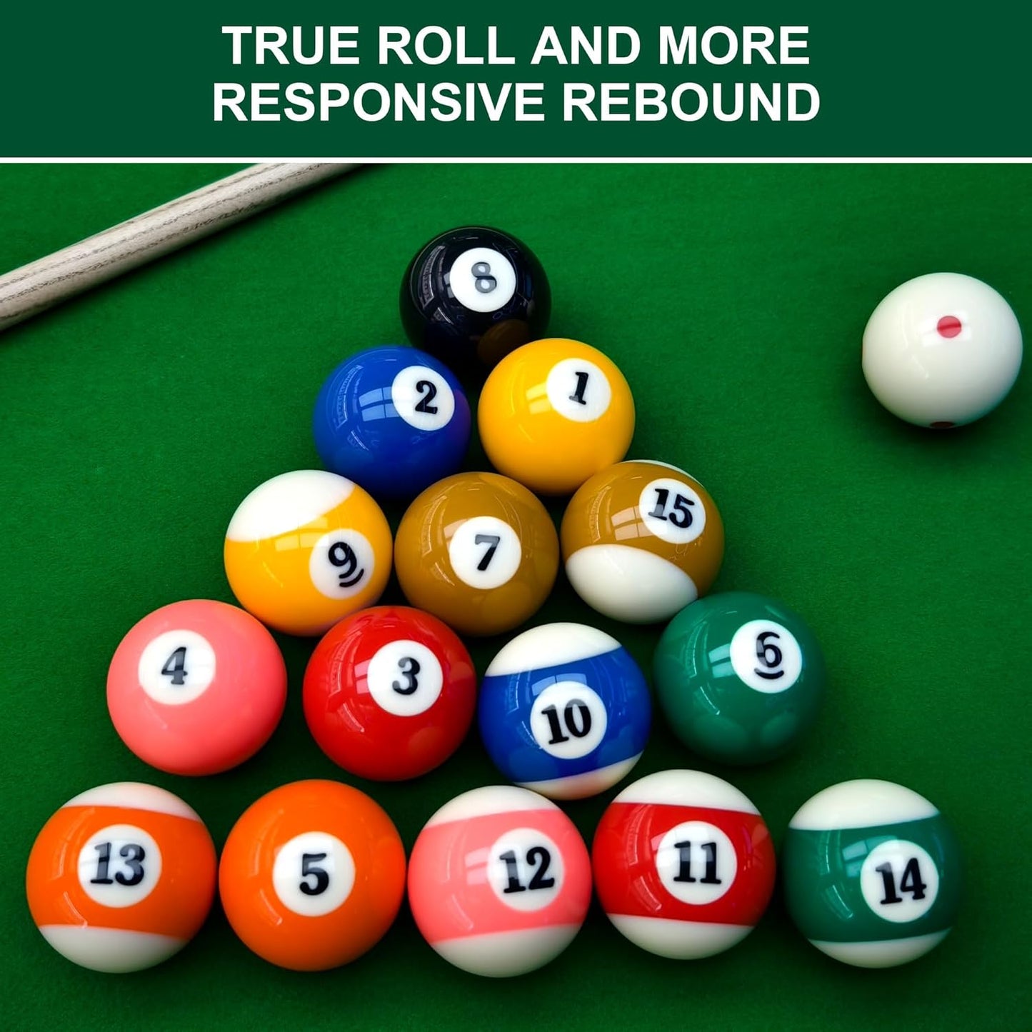 Billiard Balls Set 2-1/4" Regulation Size Pool Table Balls for Replacement (16 Resin Balls)