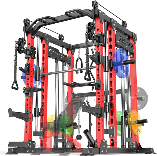 Power Cage,1600lbs Multi-Function Power Rack with Adjustable Cable Crossover System and More Training Attachment, Weight Cage for Home Gym