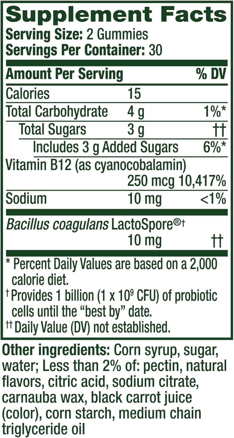 Align Probiotic, Bloating Relief + Food Digestion, Probiotics for Women and Men, Probiotic Helps Soothe Occasional Bloating*, With Vitamin B12 to Help Break Down Food into Cellular Energy*,60 Gummies