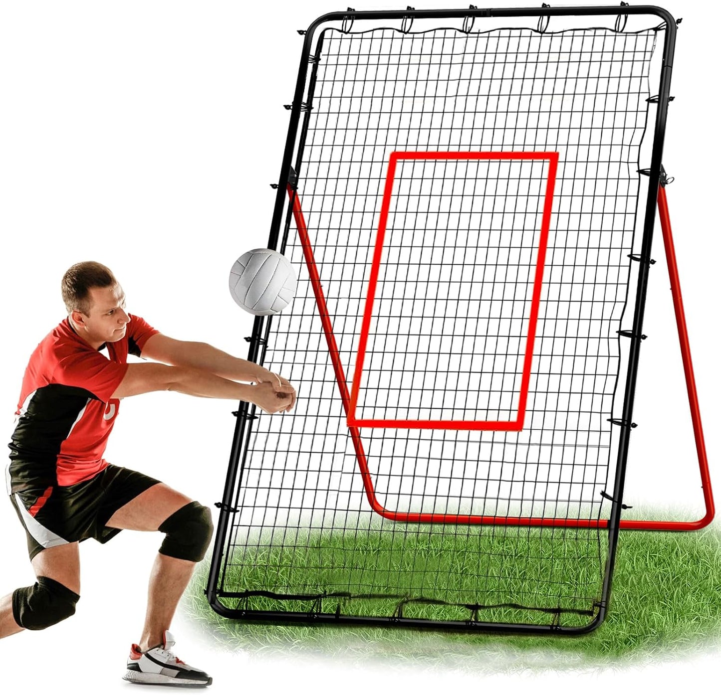 Volleyball Rebounder Net，Portable 7x4 ft Training Equipment for Spike and Smash Practice - 5 Rebound Angles Custom Target Area for Volleyball Sports Training