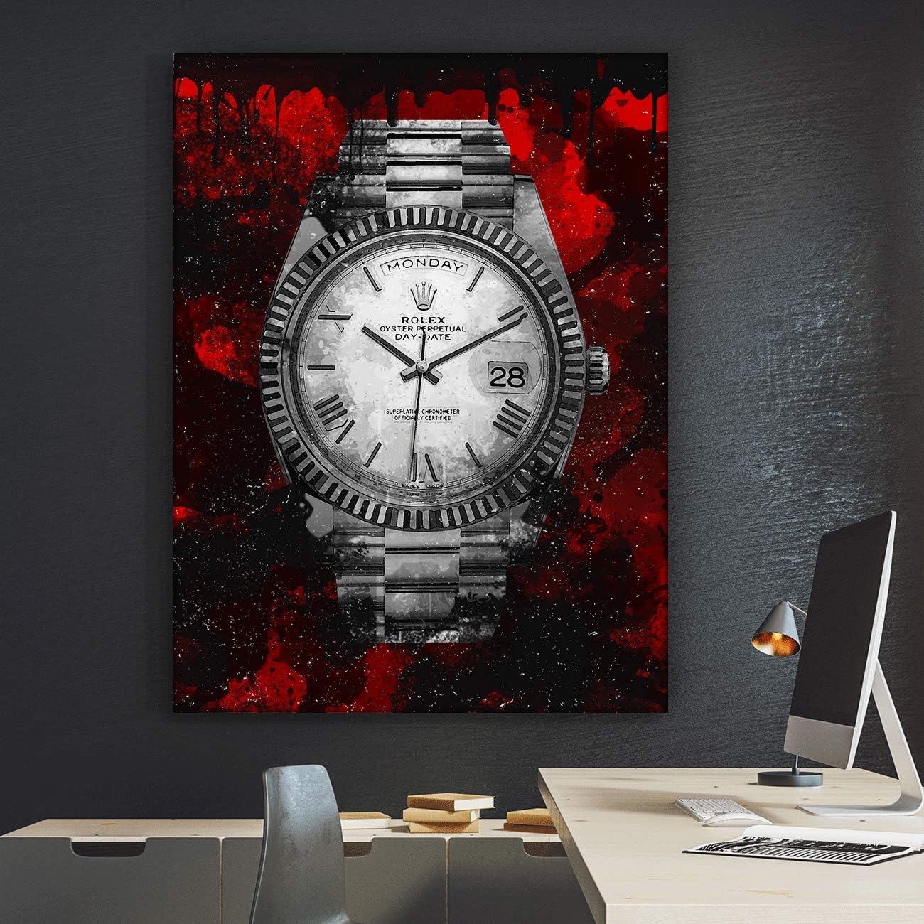Luxury Watch Canvas Print Office Wall Decor Modern Art Pop Culture Decoration Inspiration Clock Timer Prints Framed Arts Walls Furniture (18" x 12")