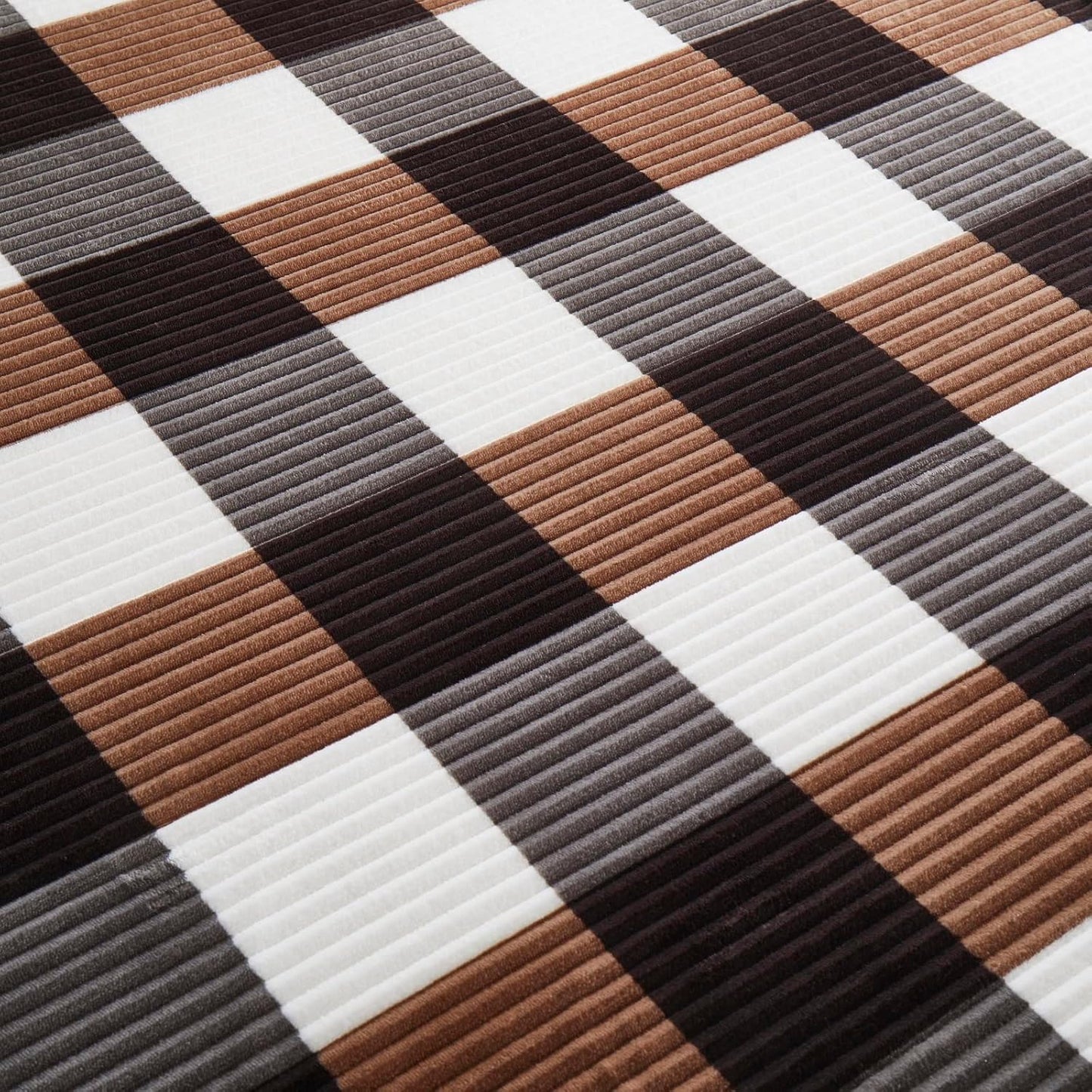 PU MEI Sherpa Blanket Full/Queen Plaid Thick Bed Blanket, 90”*80” Super Soft Flannel Fuzzy Fleece Reversible Velvet Plush Warm Blanket for Couch (Brown-Check, 80"*90")