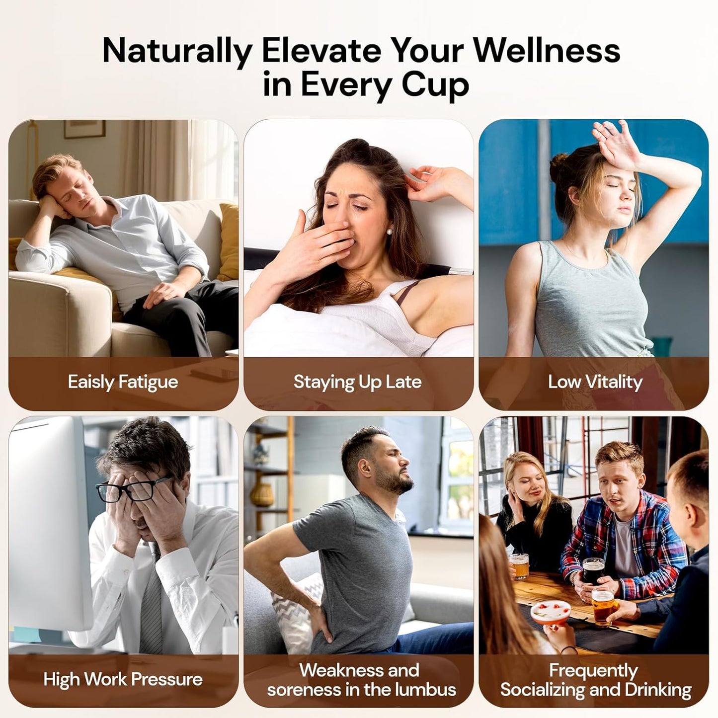 Ginseng Polygonatum Eucommia Male Flower Tea, Natural Traditional Chinese Kidney Support Blend Kidney Cleanse Detox Tea for Men Women, 19 Precious Herbal Ingredients（30 Cans/1 Box)