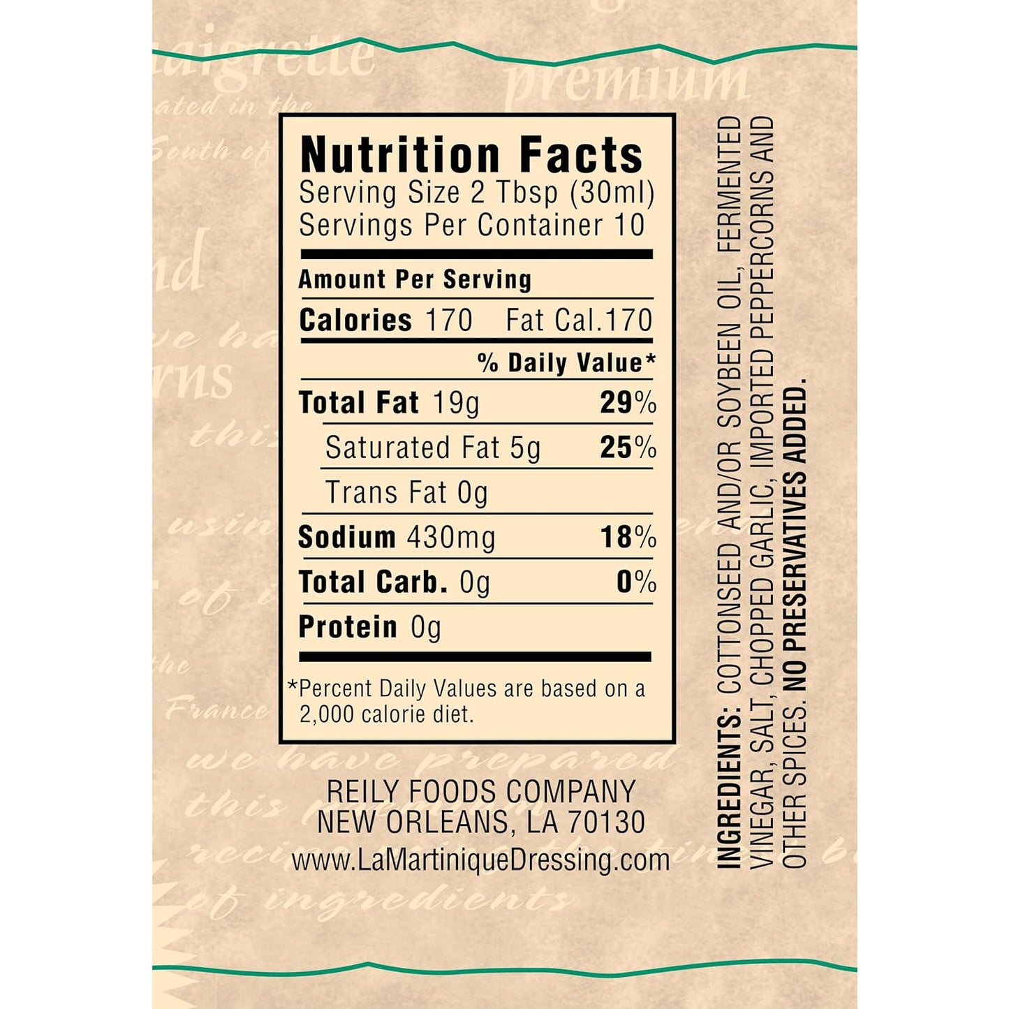 La Martinique True French Vinaigrette Dressing 10 Ounce Bottle (Pack of 1)